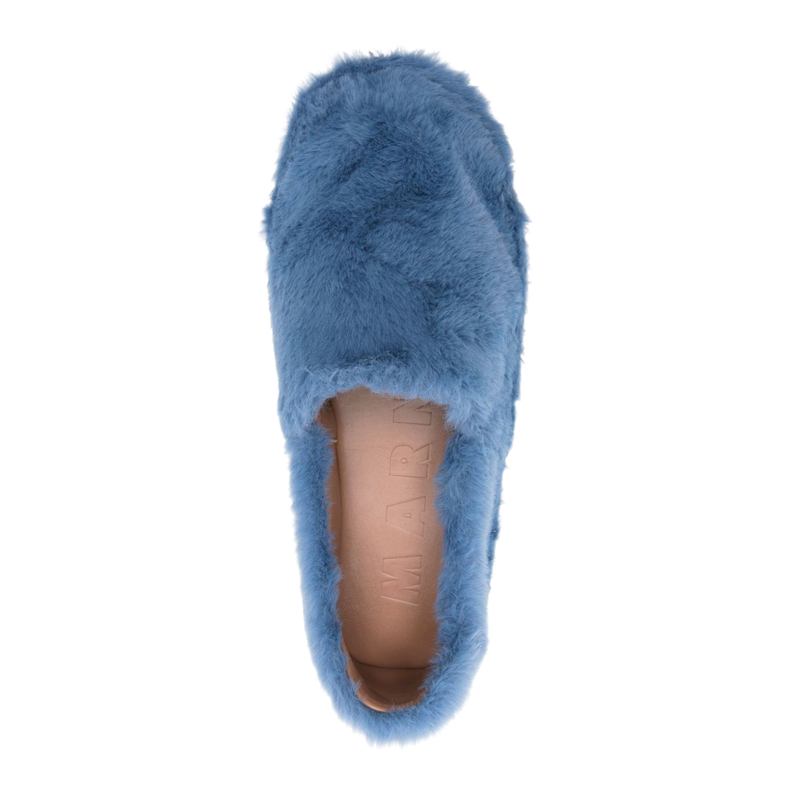Blue Slip-On Loafer in Faux Fur