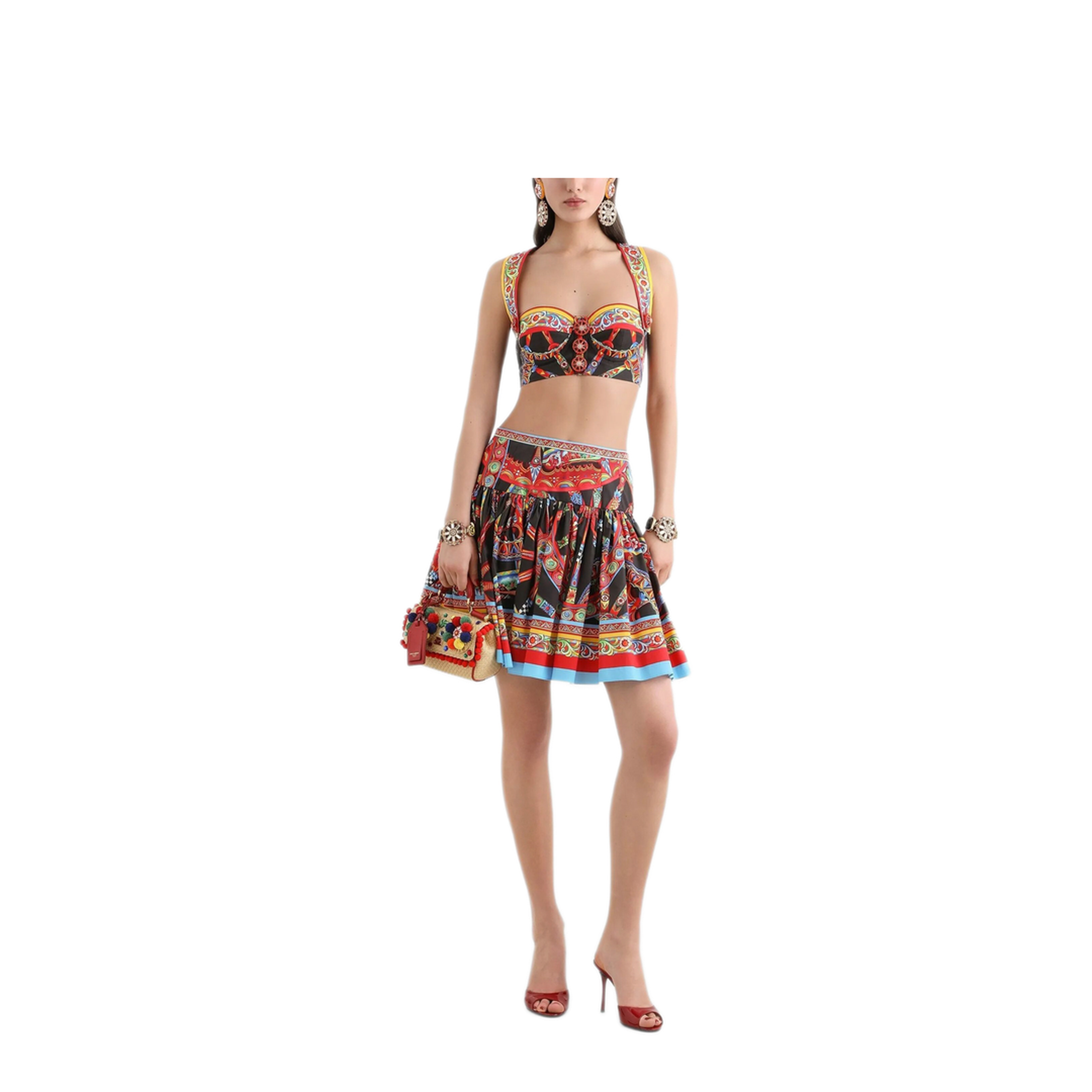 MAYFEYR - Dolce & Gabbana - Mini Skirt In Poplin Carretto Print - F4CFATGDDTFS9000