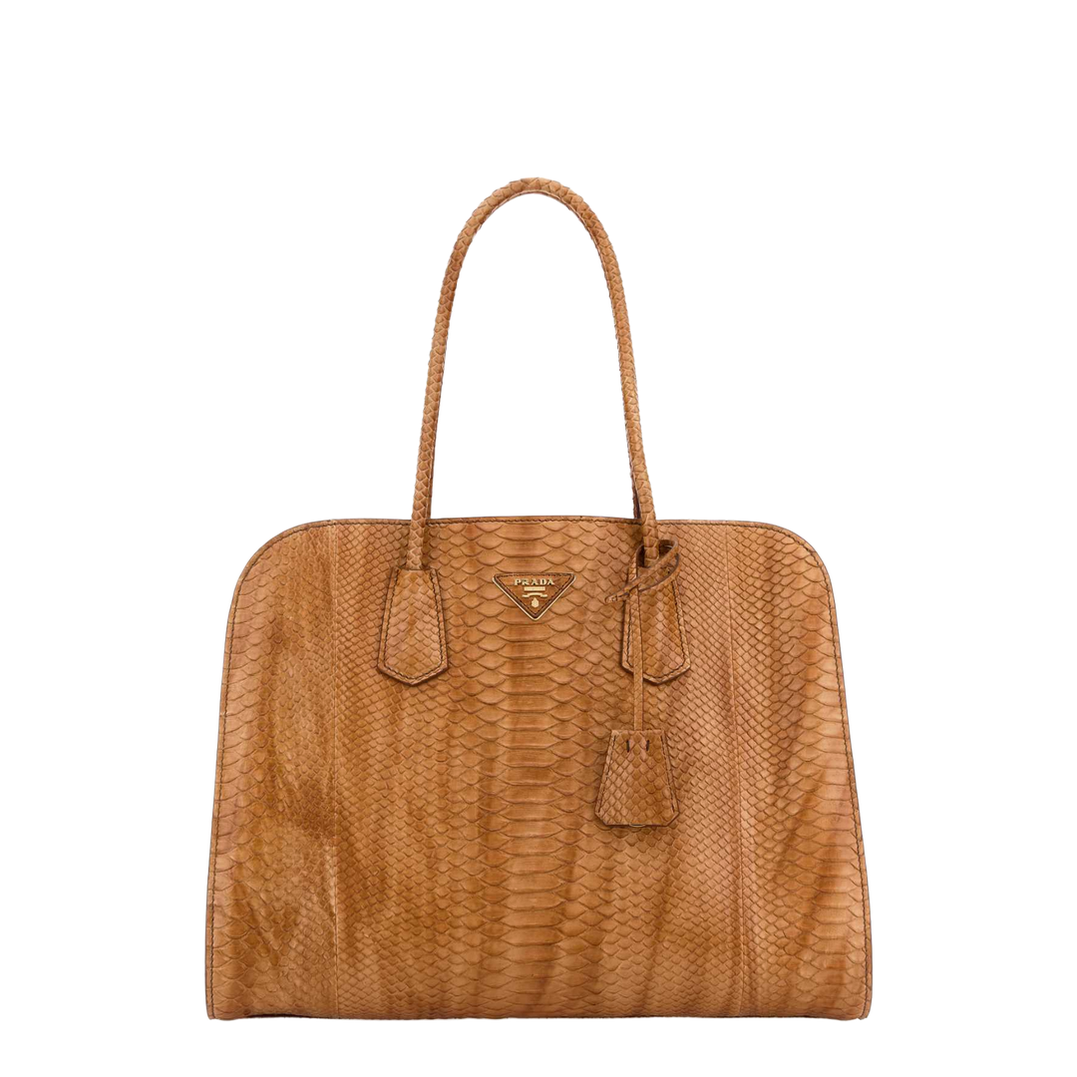 Orange Leather Shopping Bag