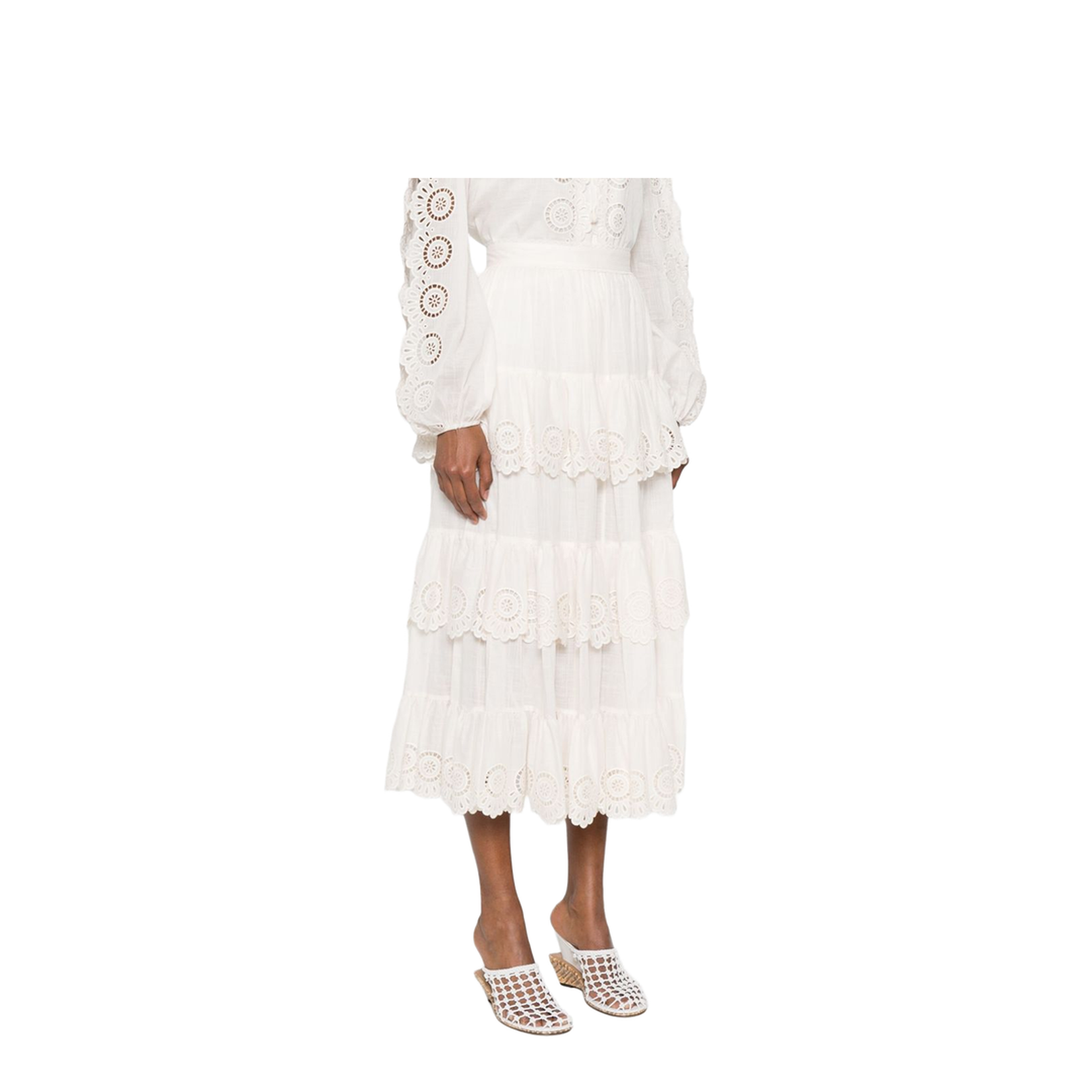 High-Rise A-Line Midi Skirt