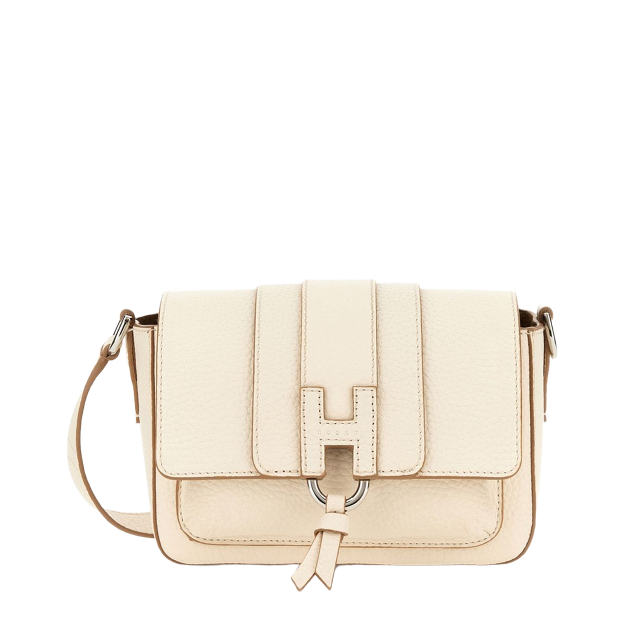 Trend Medium Hammered Leather Flap Bag - Light Beige
