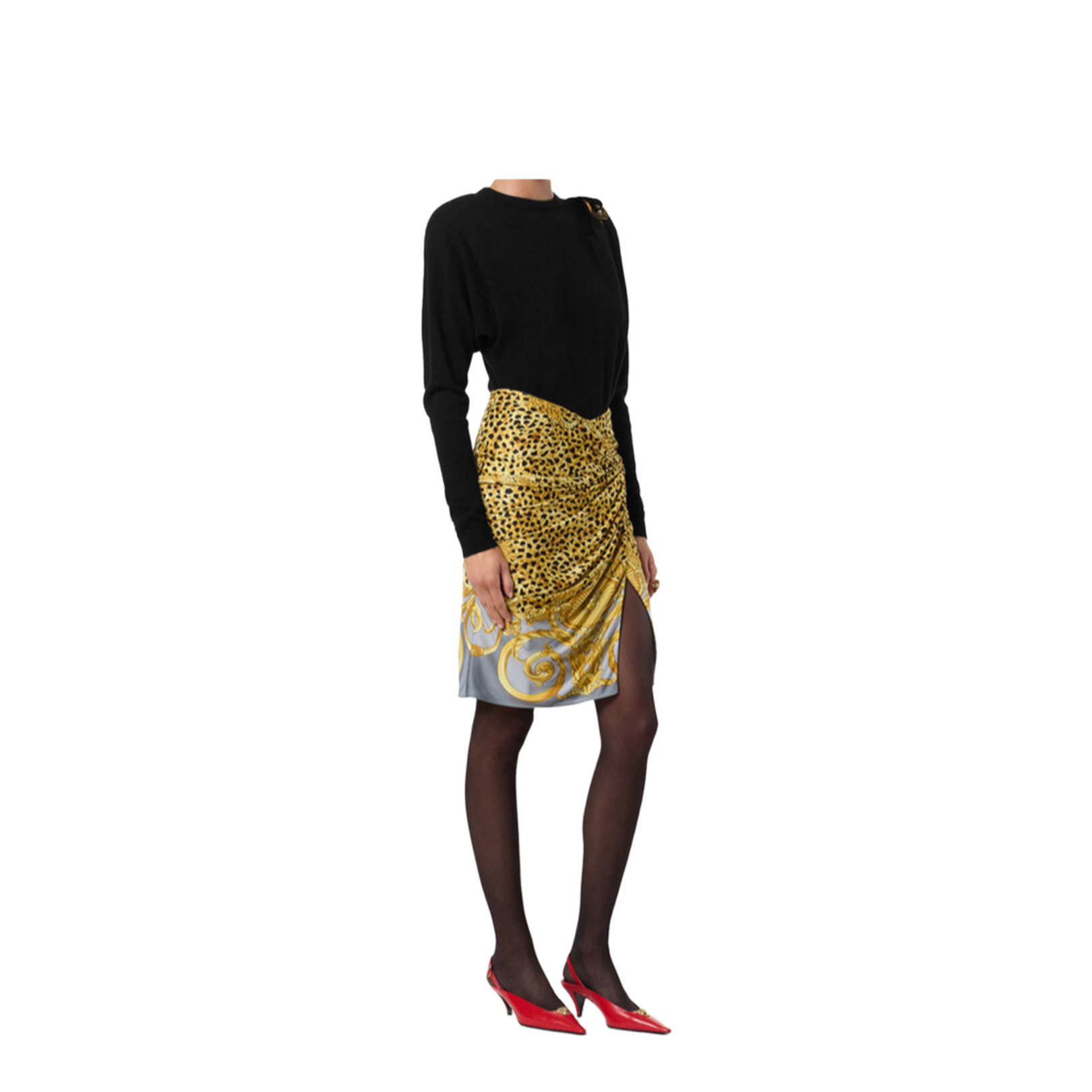 Skirt Cheetah Foulard On Responsible Heavy Viscose Liquid Jersey