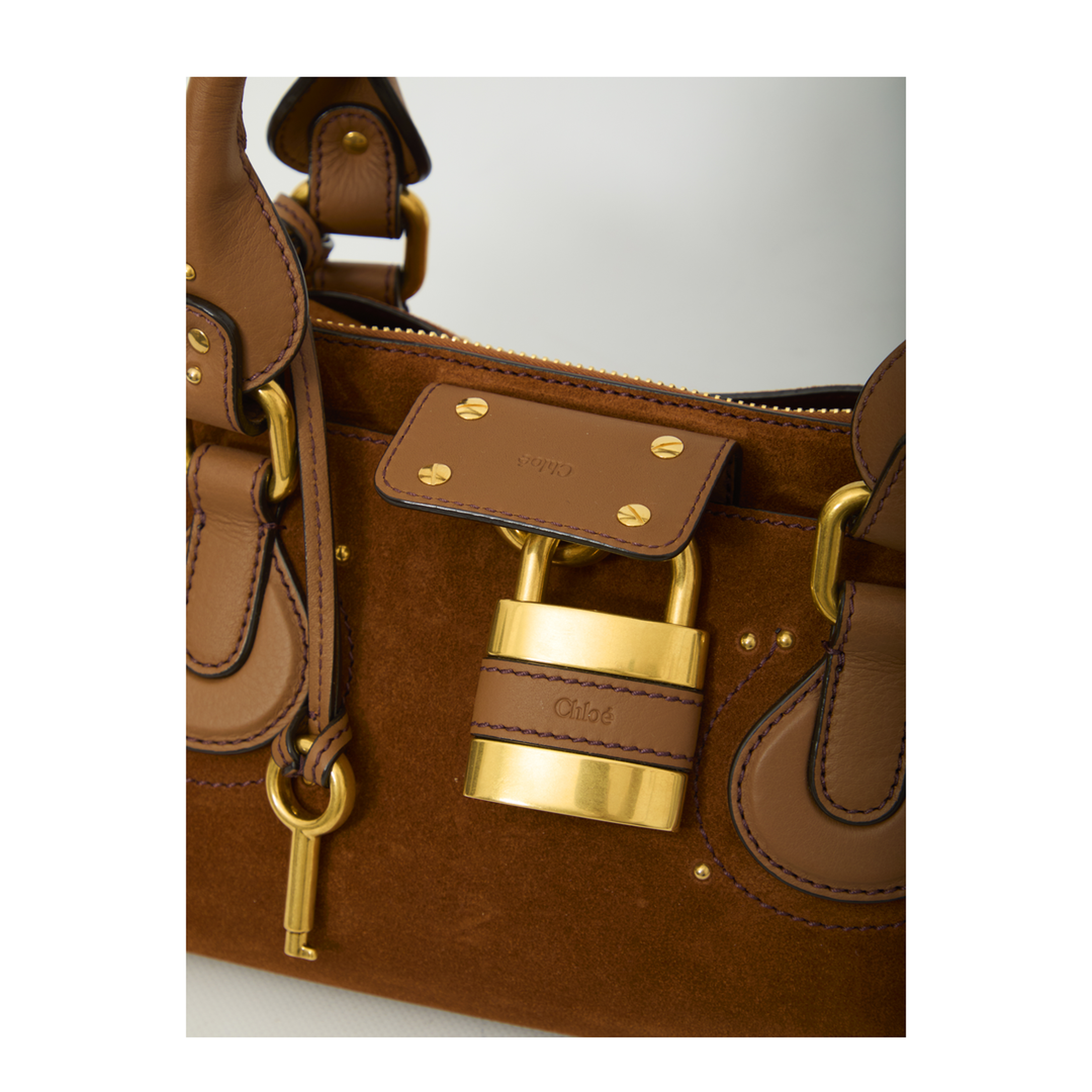 Paddington Suede Calfskin Shoulder Bag - Vintage Brown