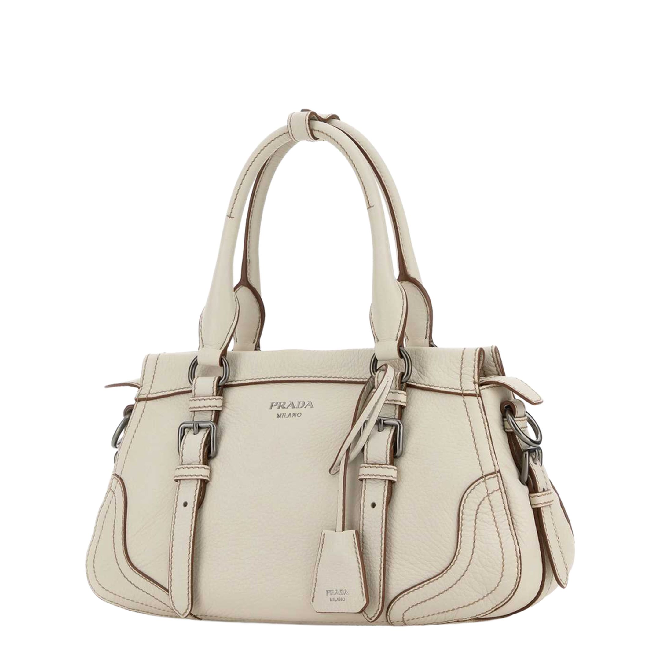 Ivory Leather Large Handbag