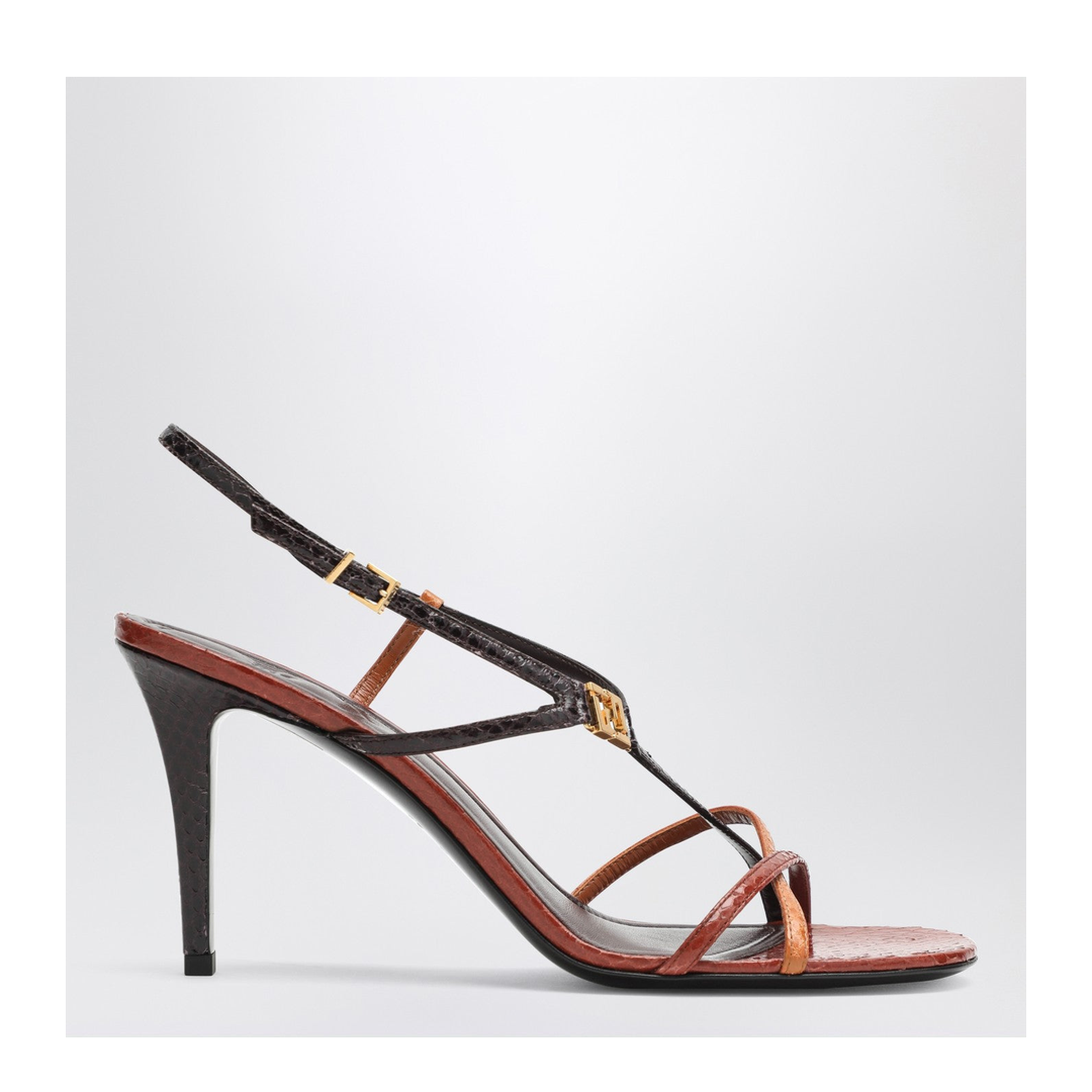 FFold Burgundy/Brown Heel Sandal
