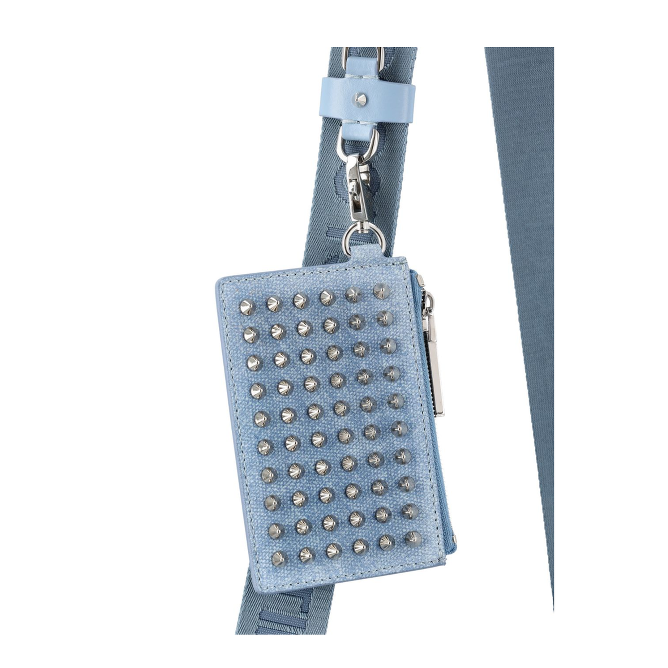 Funky Crosta Calf Leather Canvas Texture Crossbody - Ceruleo / Silver