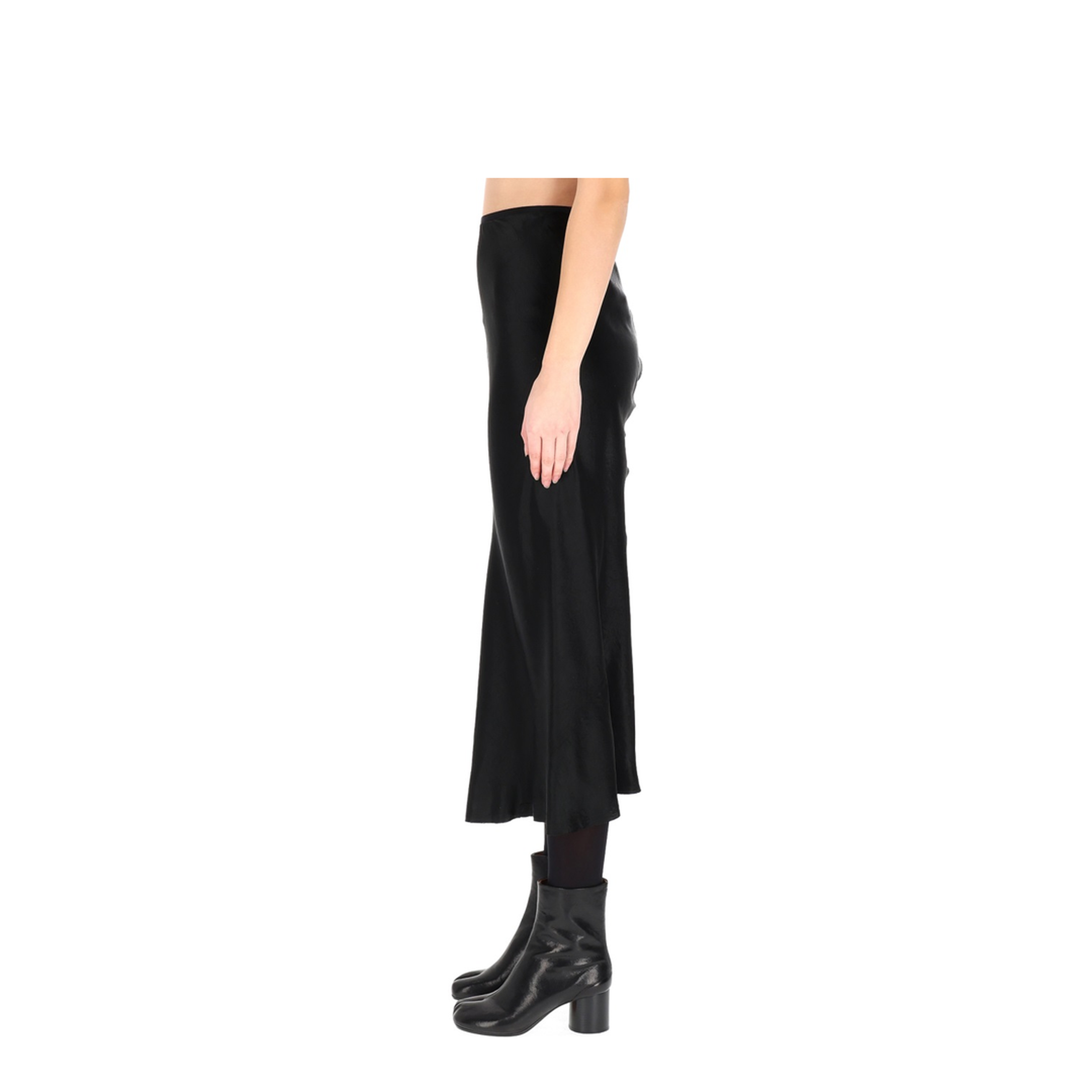 Black Satin Midi Skirt