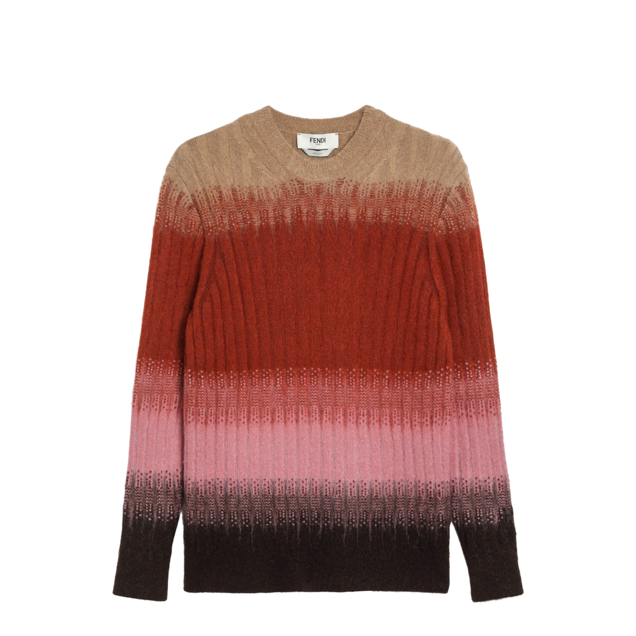 Ribbed Logo Embroidered Knit Sweater