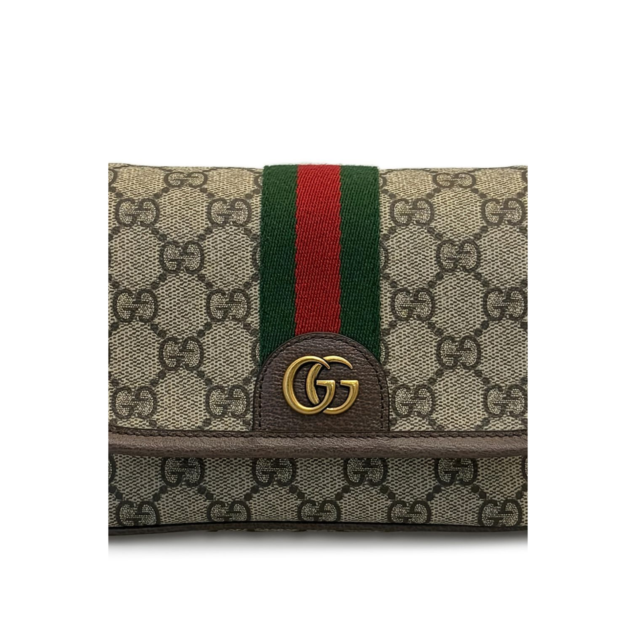 Ophidia Mini Bag Coated Fabric Crossbody - Beige/Dark Brown