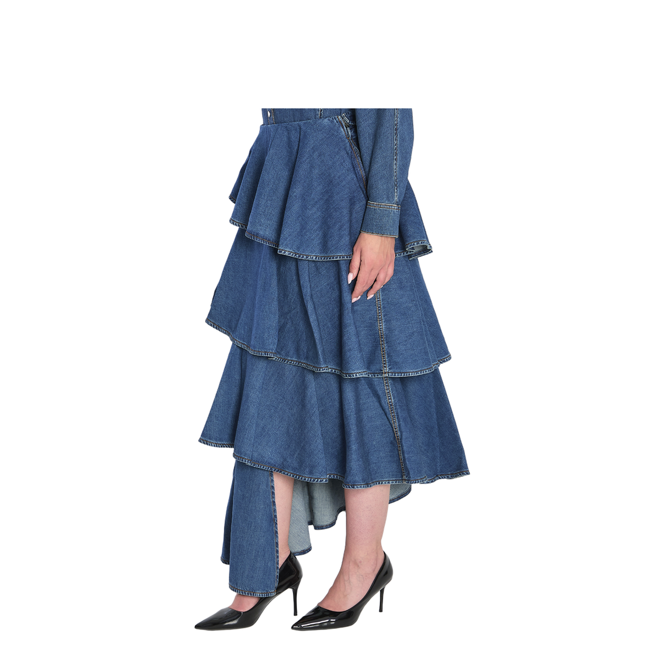 Spiral Maxi Skirt in Denim