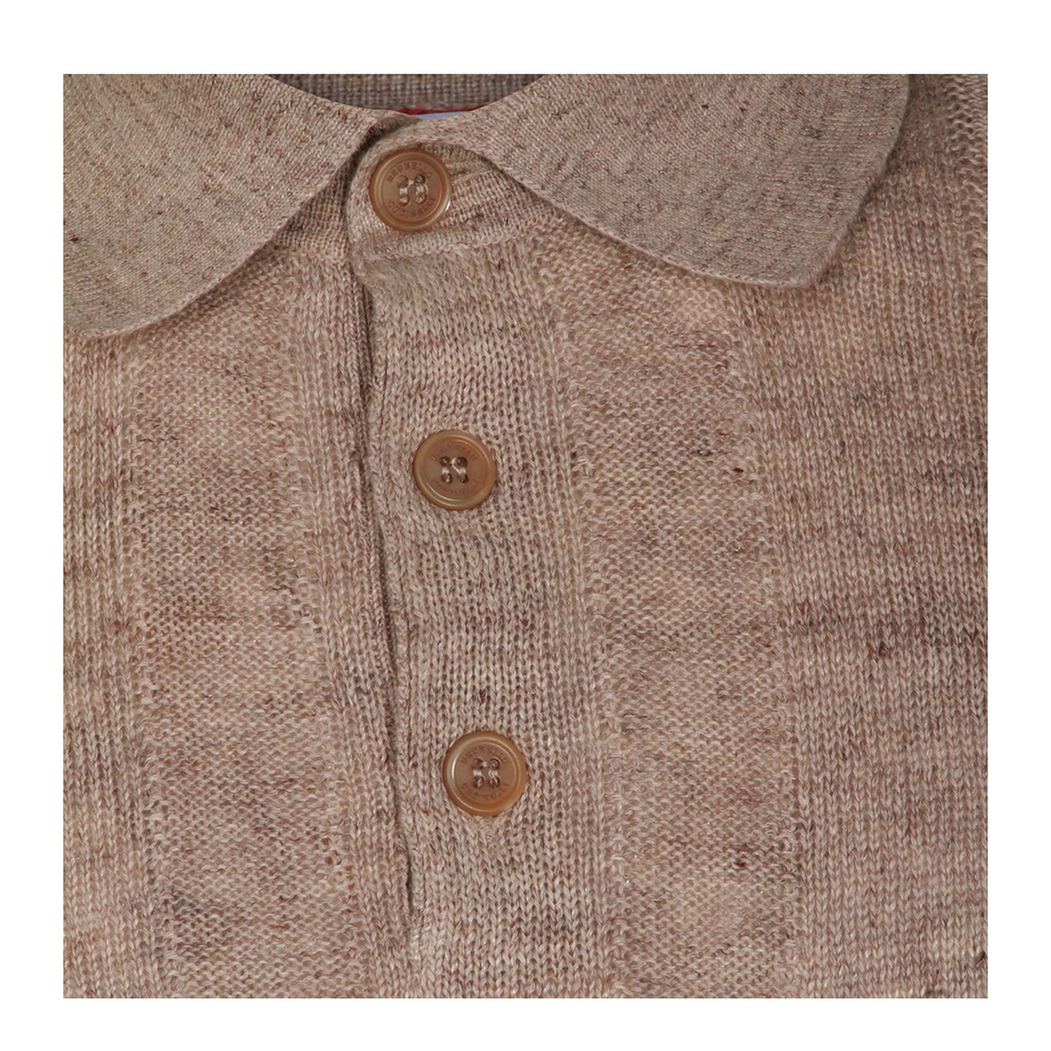 Ribbed Button Polo Shirt Brown