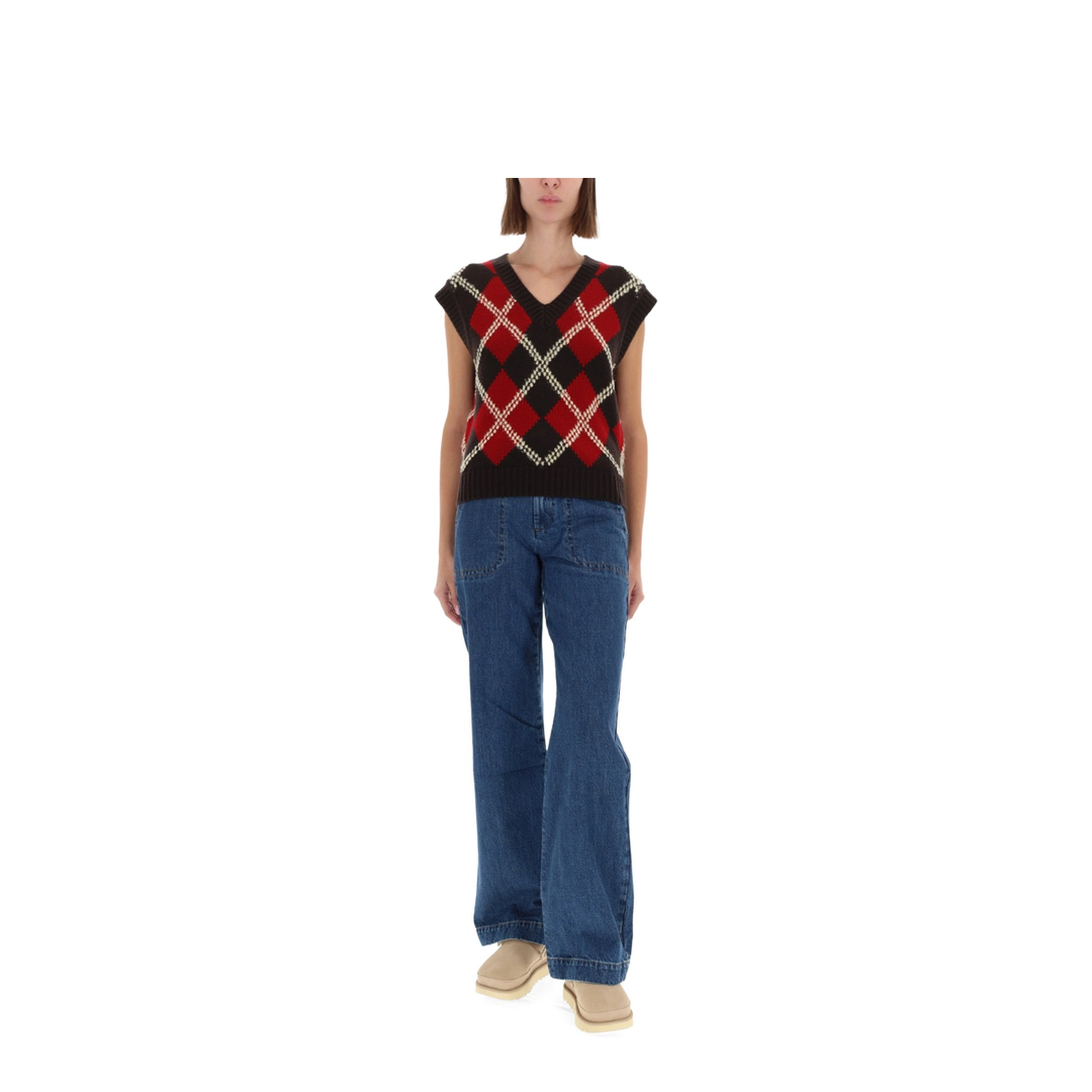 MAYFEYR - Guest In Residence - Argyle Vest - W34427AHBURNTCOCOACOMBO