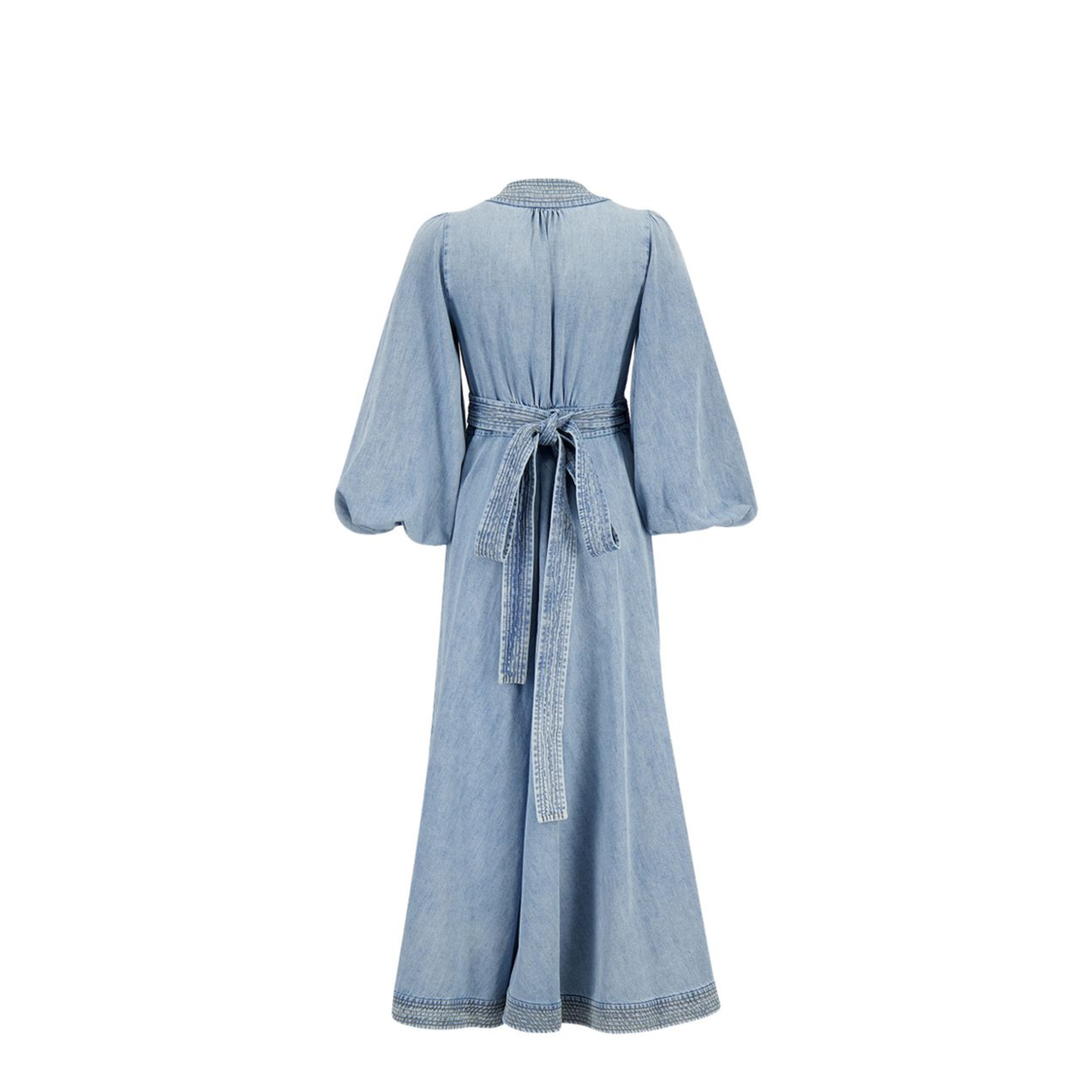 Indra Denim Wrap Midi Dress