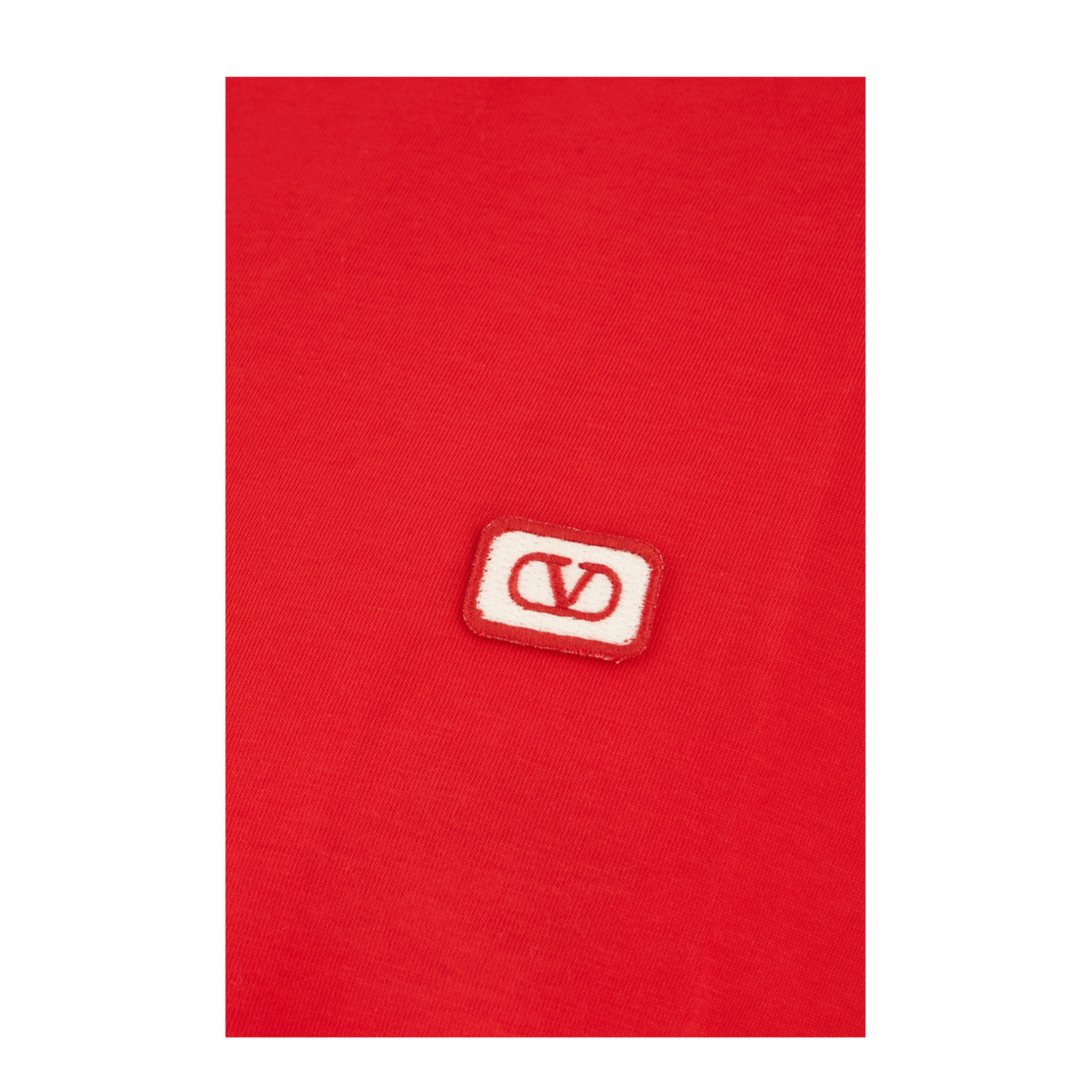 Red Crewneck T-Shirt with VLogo on the Front in Cotton