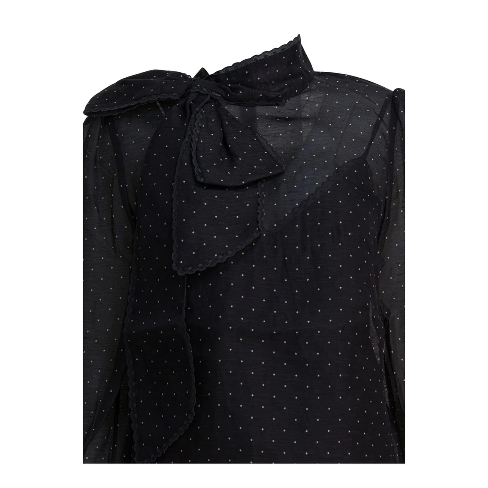Silk and Linen Lavallière Dream Blouse Black