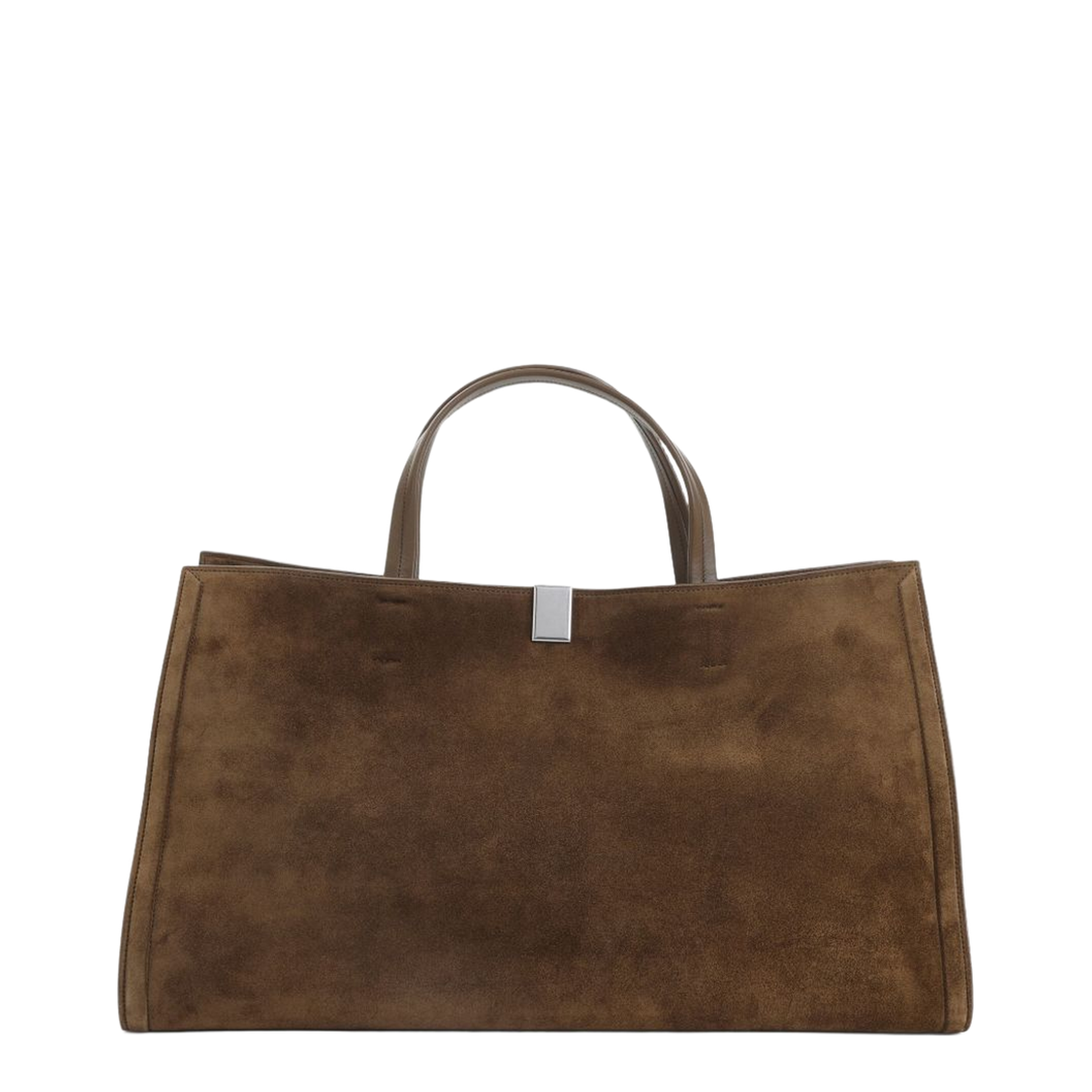 Kit Cabas Medium Suede Leather Cabas Tote - Khaki