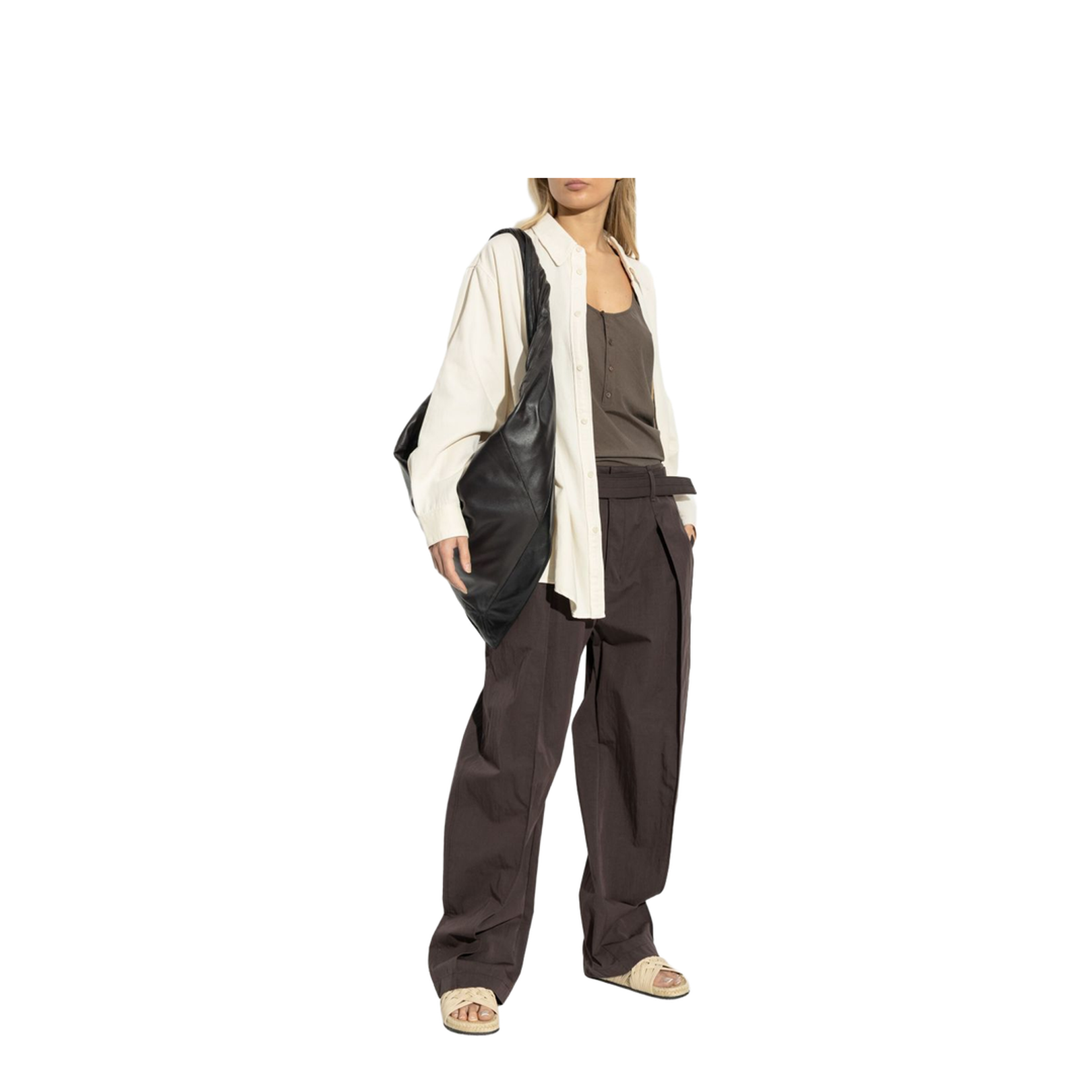 Light Beige Front Button Fastening Classic Collar Drop Shoulder Buttoned Cuffs