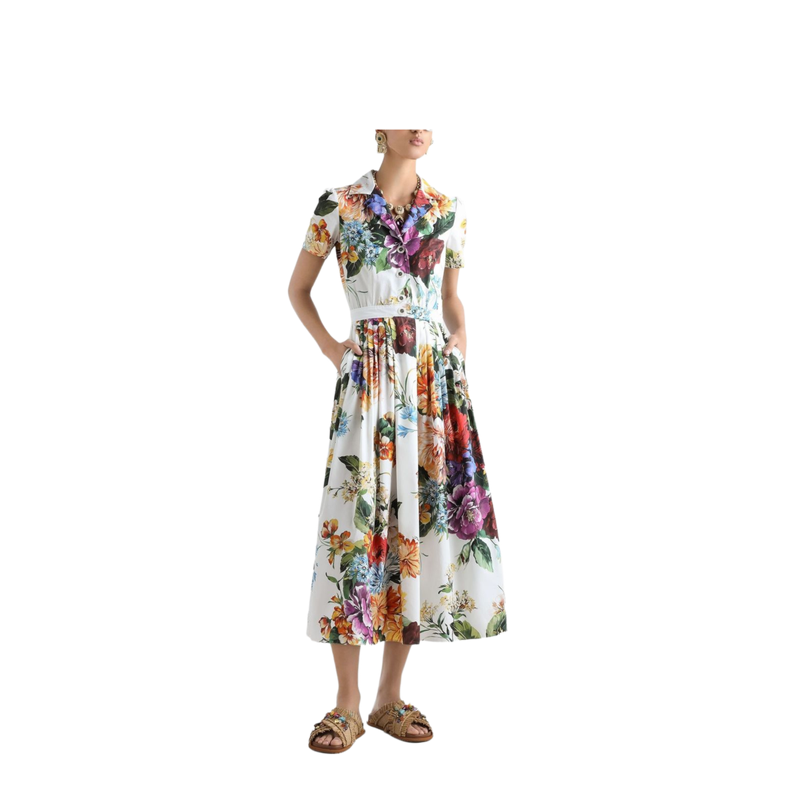 Floral Print Poplin Dress
