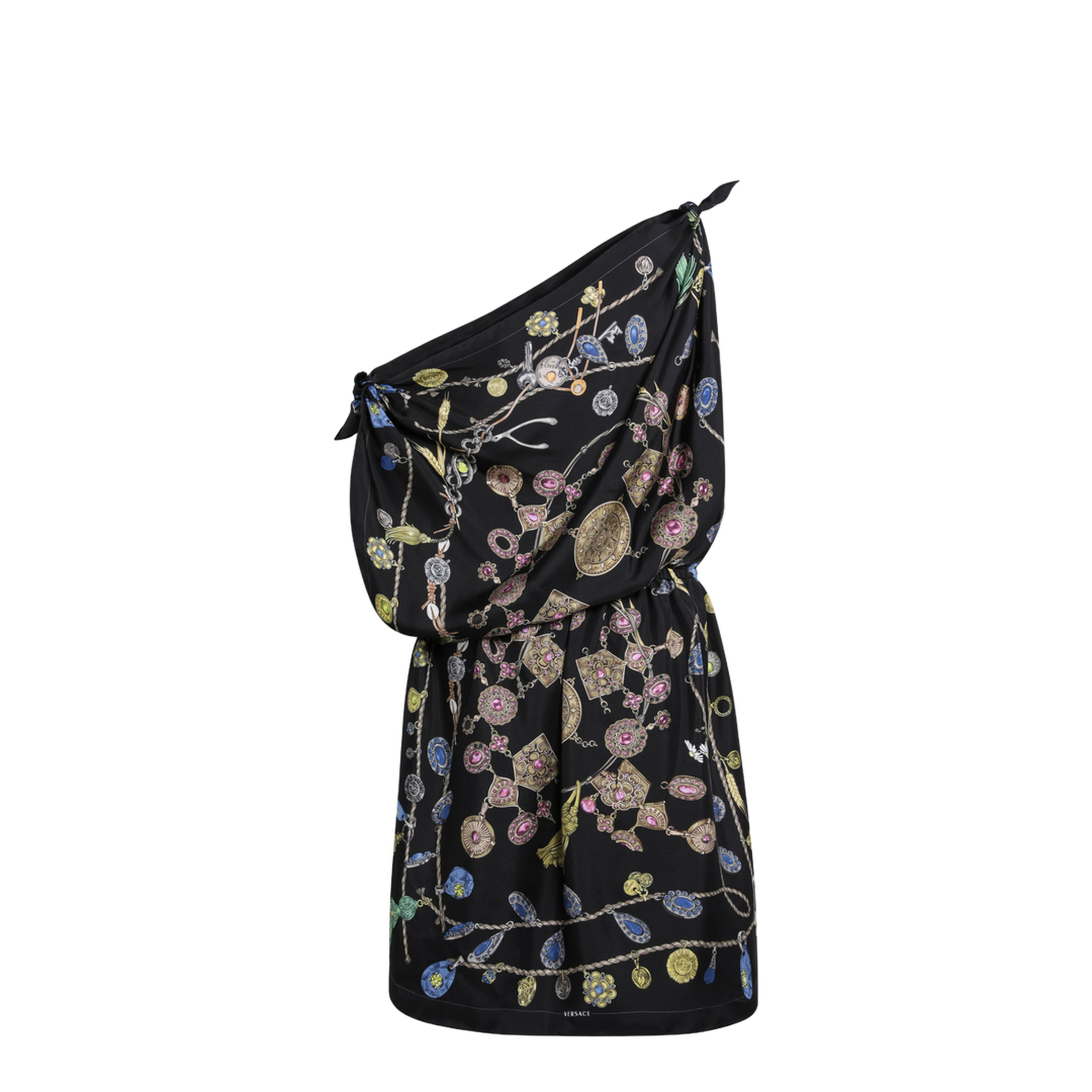 MAYFEYR - Versace - Black Printed Silk Twill Dress - 10258711A186735BF10