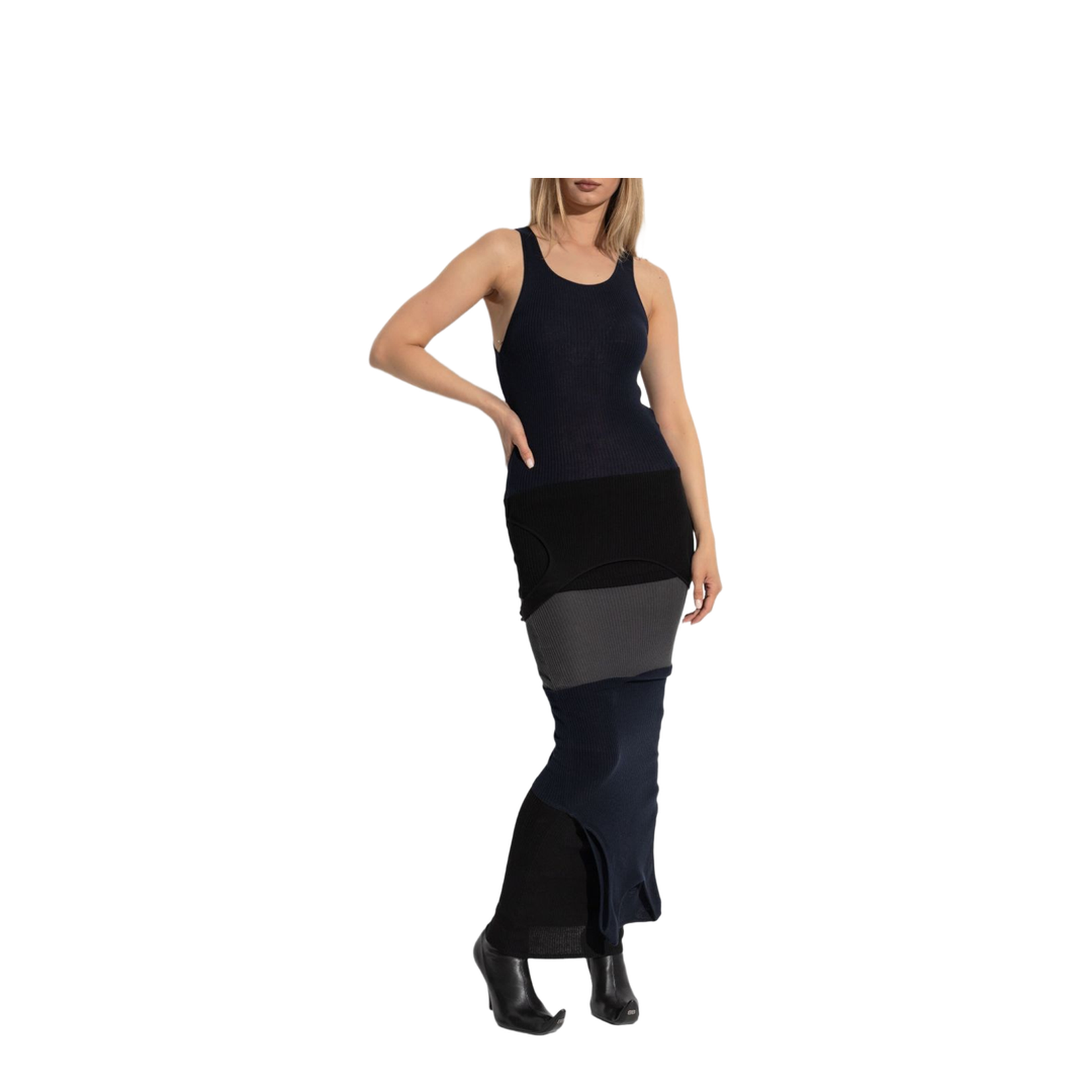 Upside Down Dress in Navy Blue/Gray