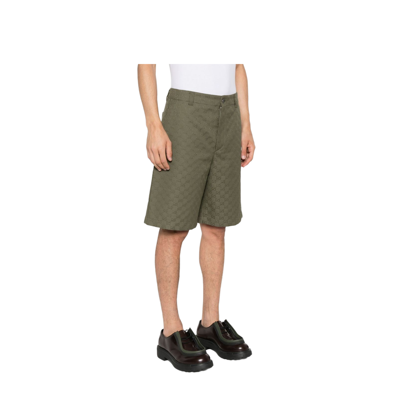 GG Canvas Shorts in Forest Green