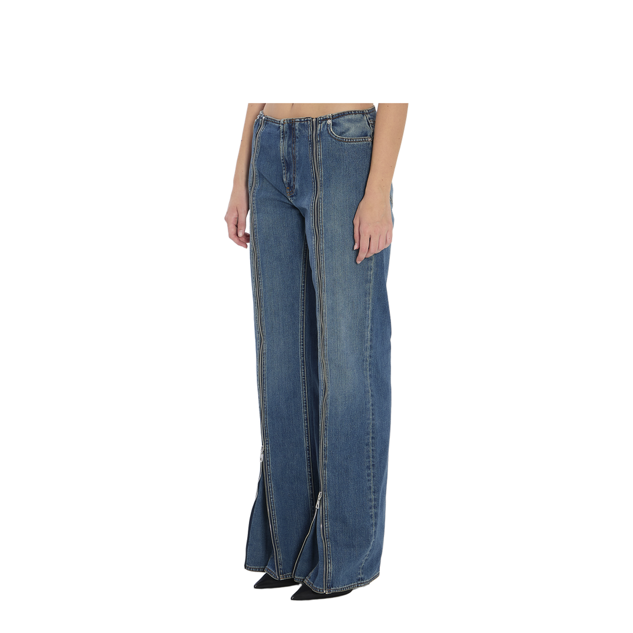 Denim Front Zipped Trousers