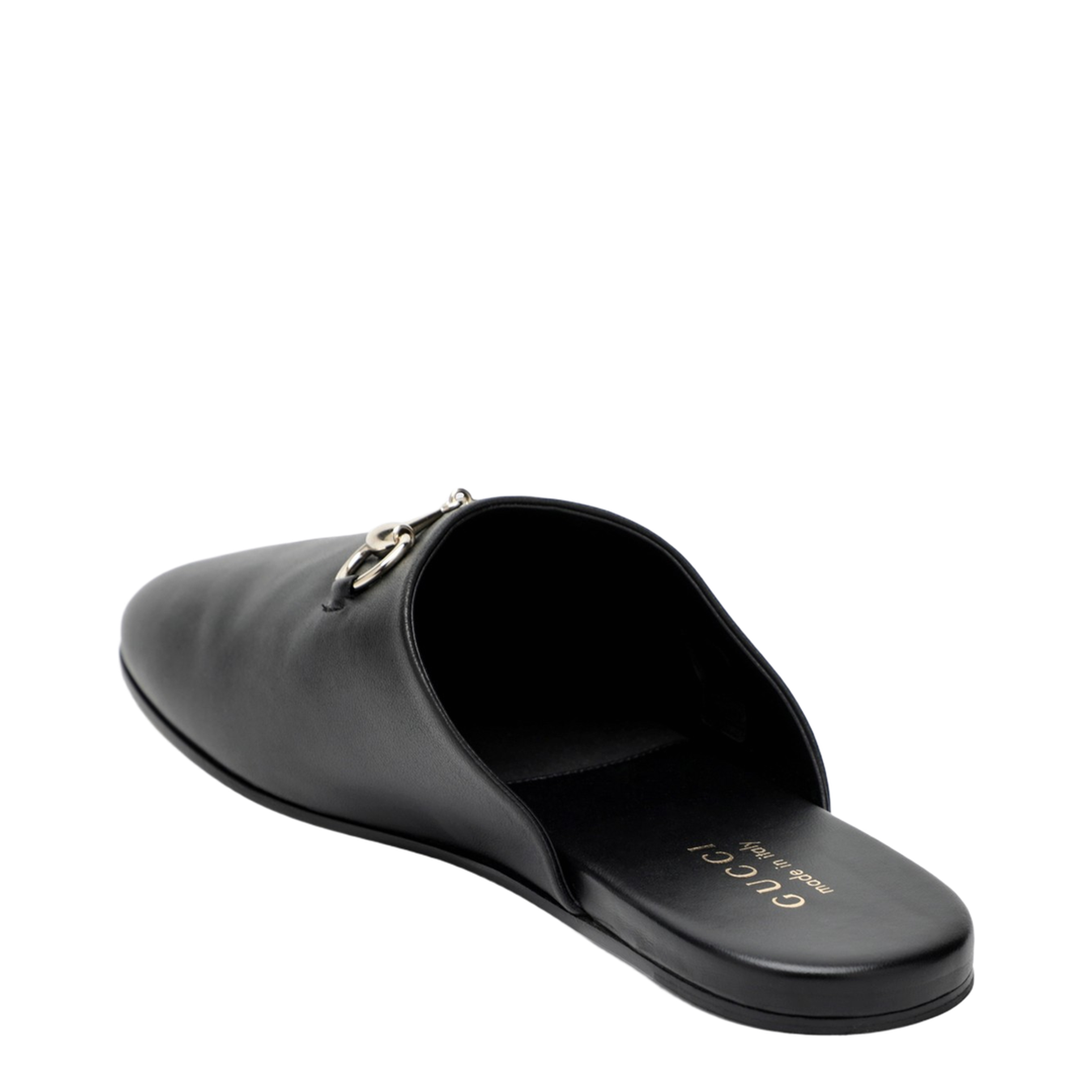 Black Leather Mules with Horsebit