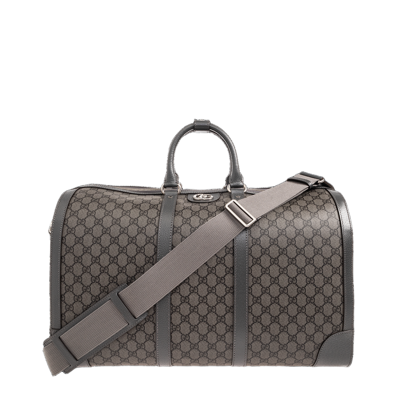 Ophidia Medium Leather Duffle Bag - Gray