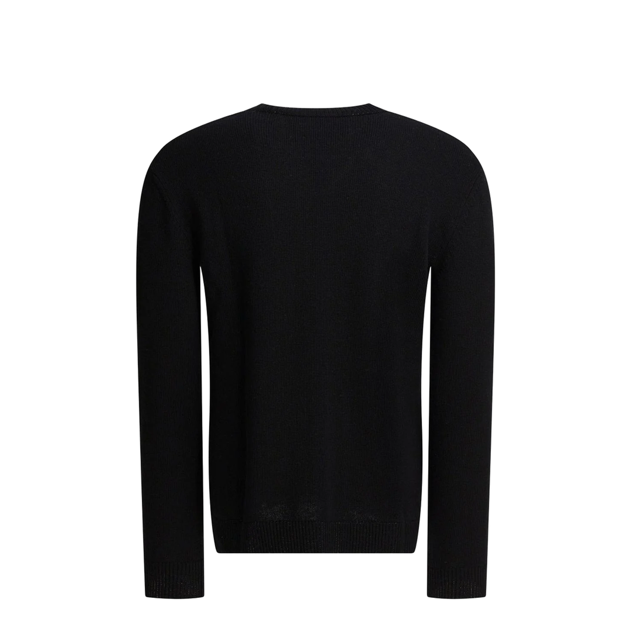 Black Wool Jumper Inlaid V