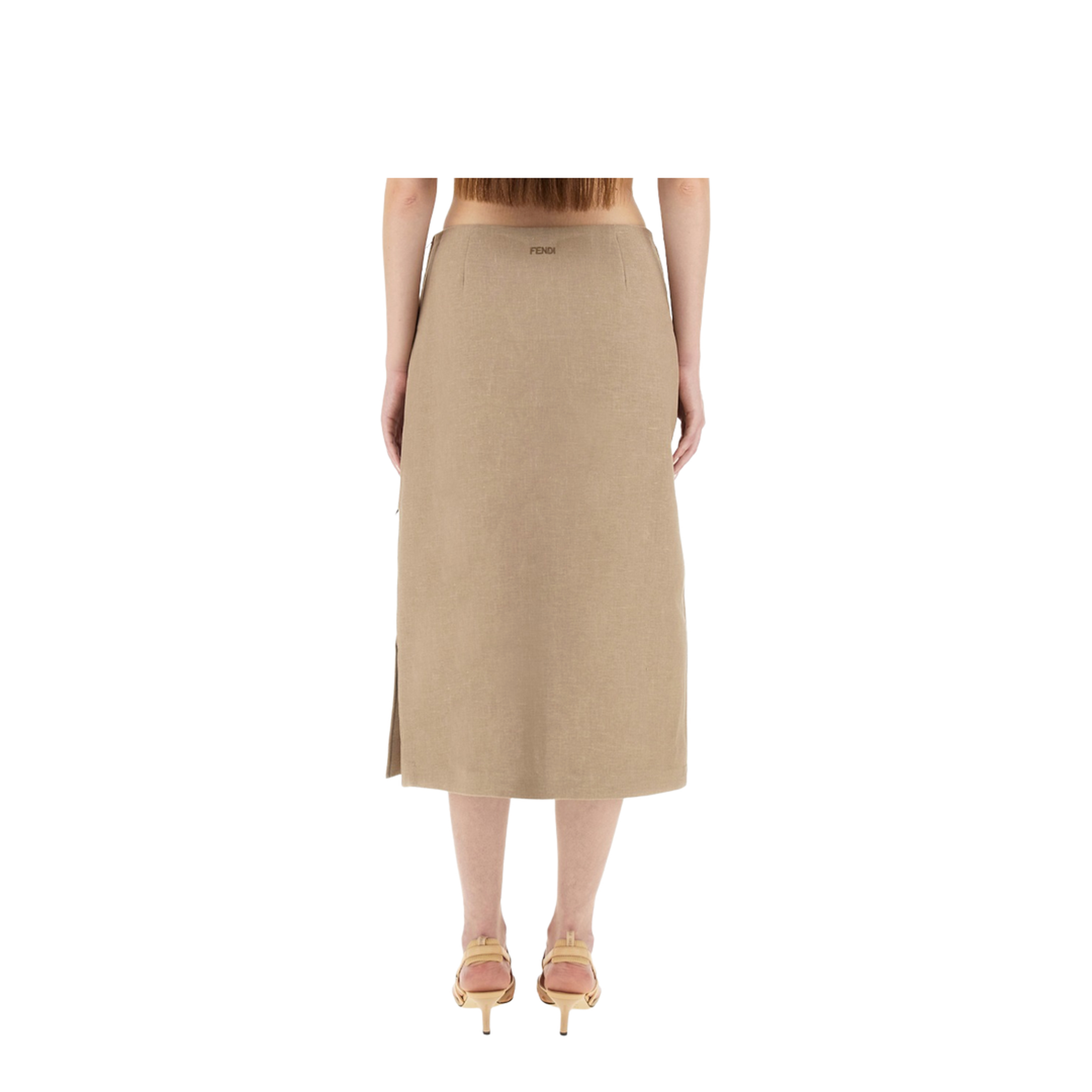 Linen Beige Longuette Skirt