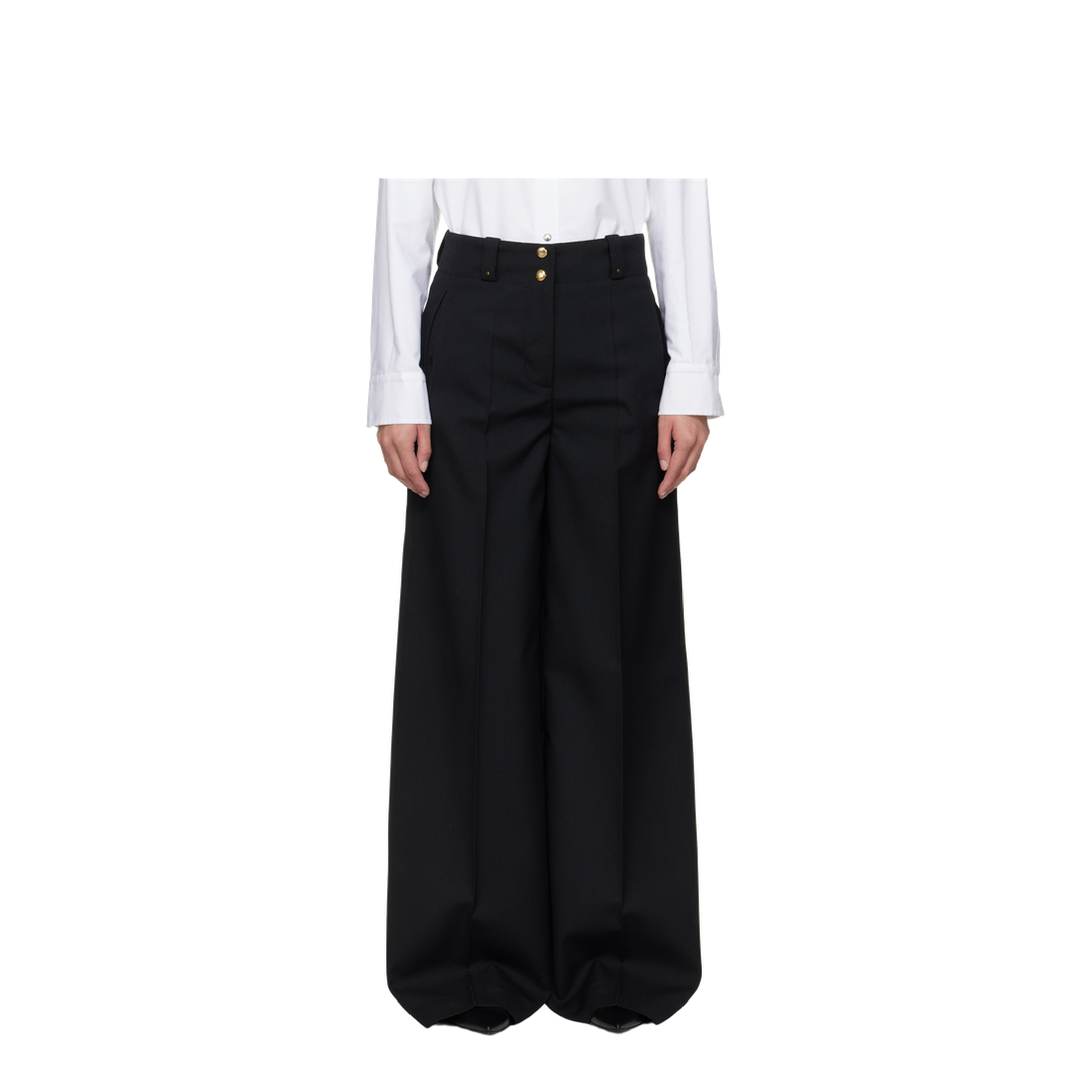 Black Polyester Blend Palazzo Pant