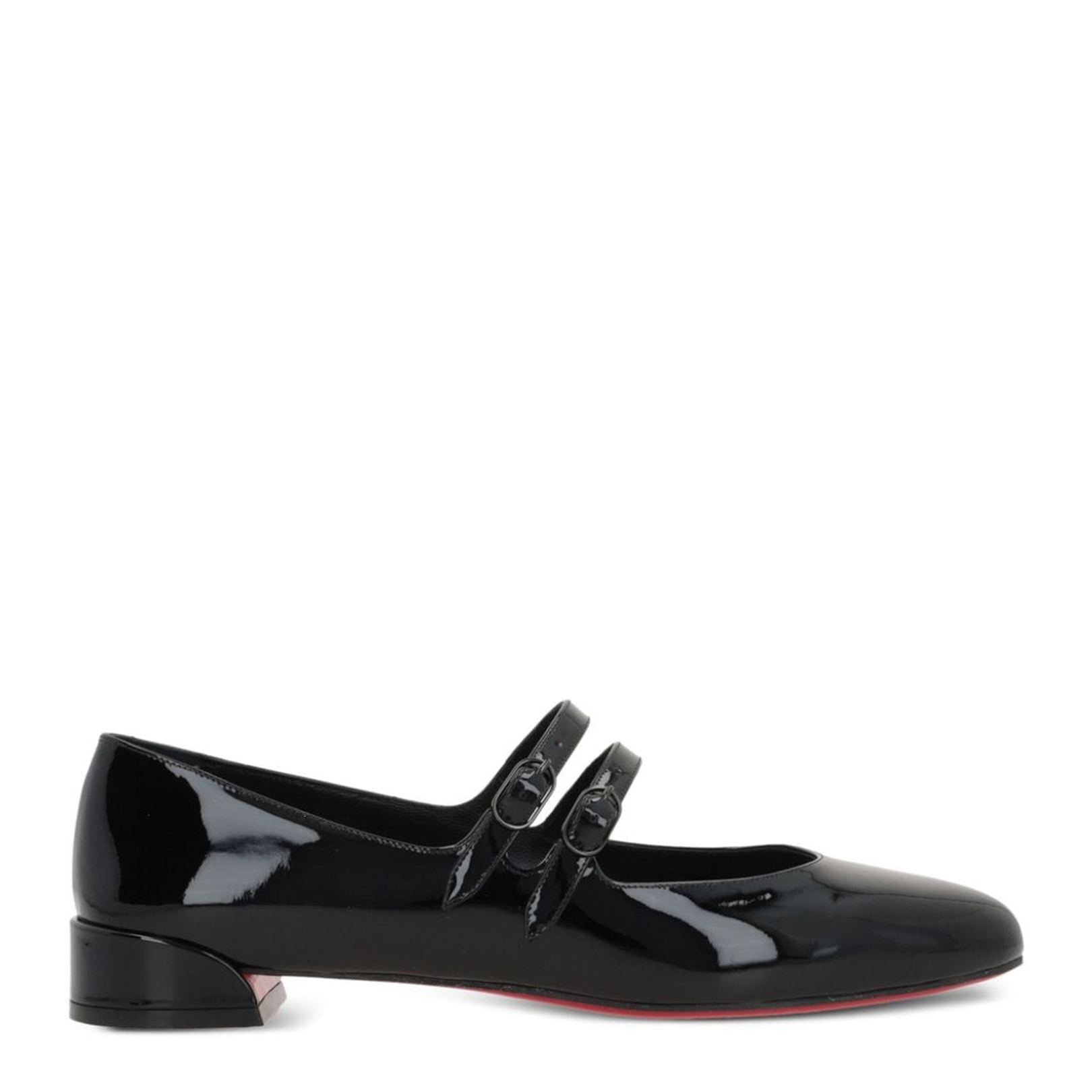 Black Calf Leather Patent Finish Almond Toe Buckle Fastening