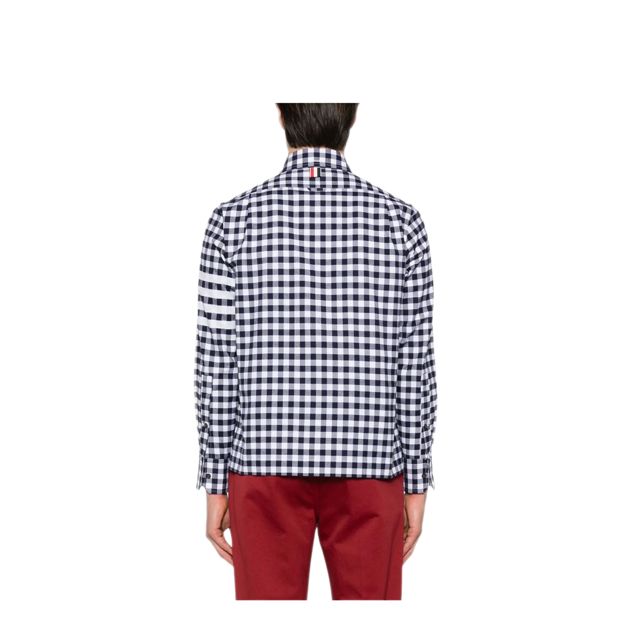 MAYFEYR - Thom Browne - Utility Shirt With Patch Pocket In 4 Bar Gingham Check Flannel - MWL417AF0945415
