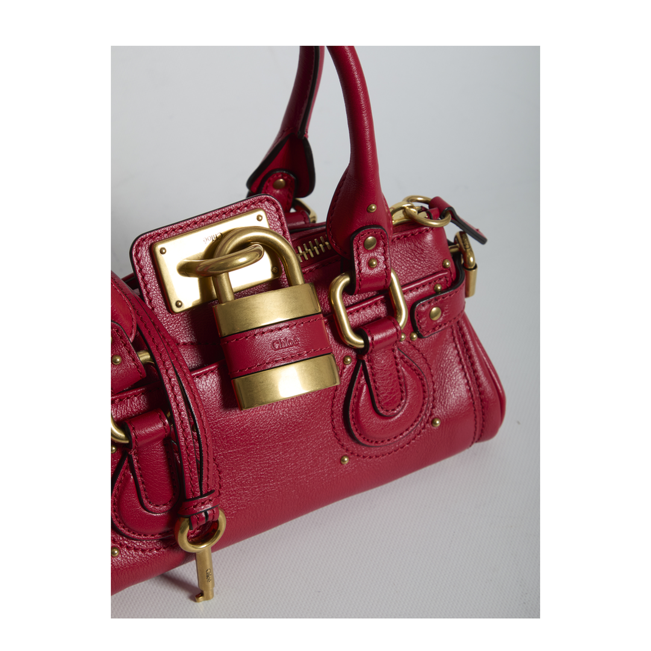 Paddington Small Grained Buffalo Leather Shoulder Bag - Tulip Red