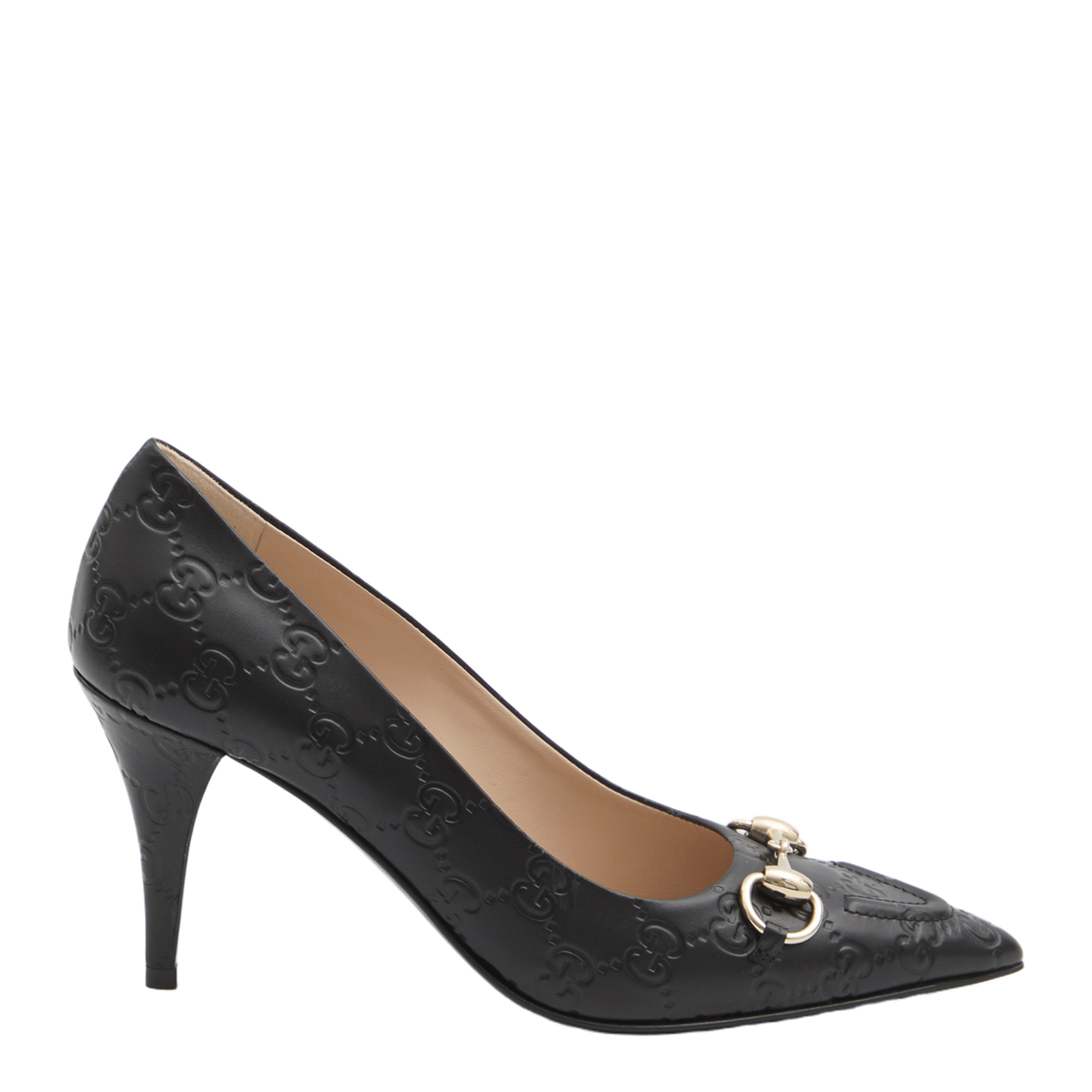 Black Leather Pumps with Horsebit