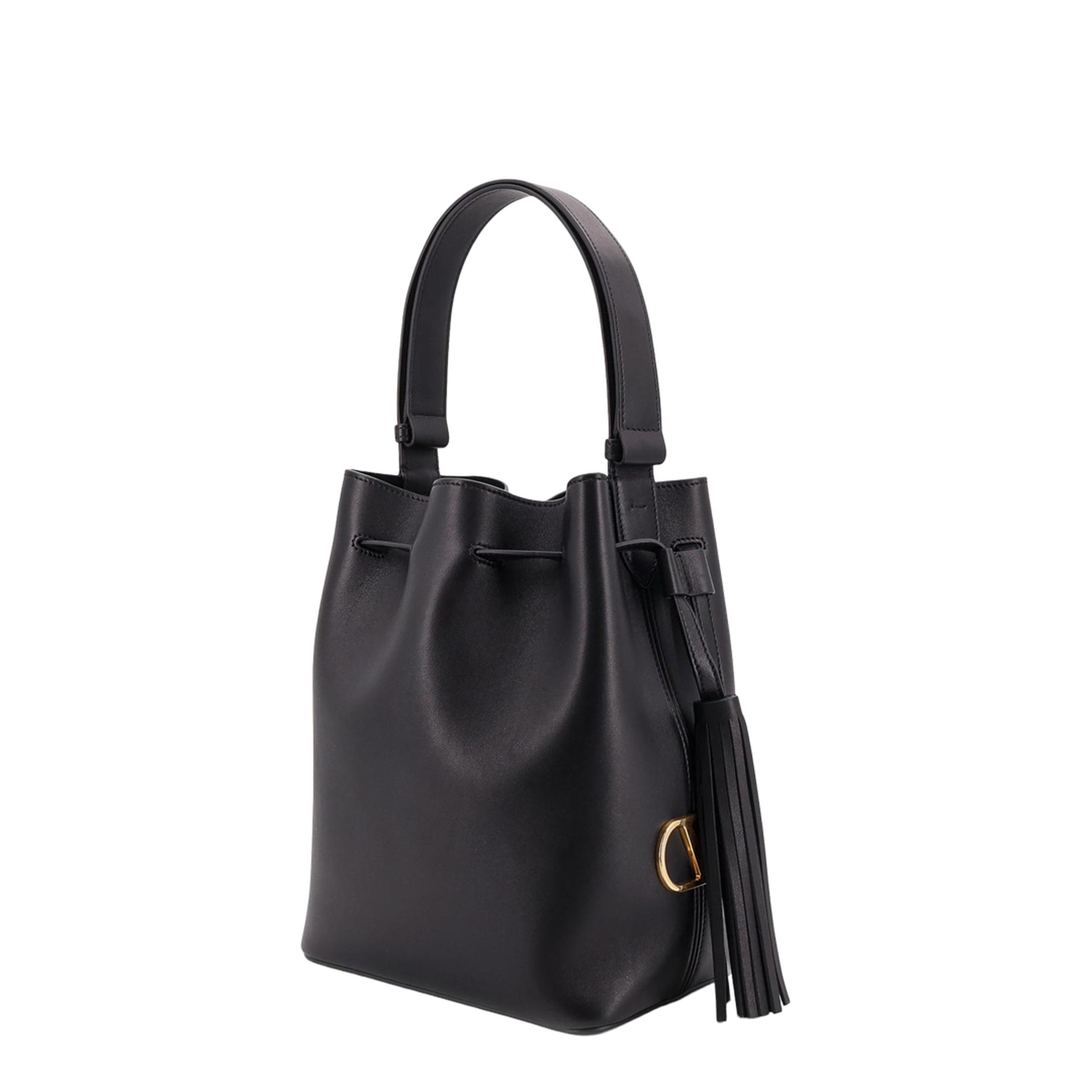 So Seau Leather Bucket Bag with Metal VLogo