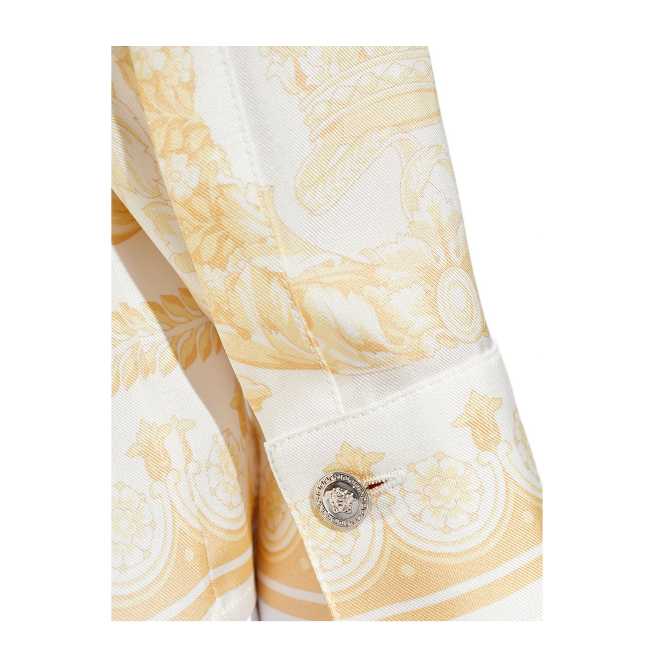 Barocco Print Silk Shirt Gold