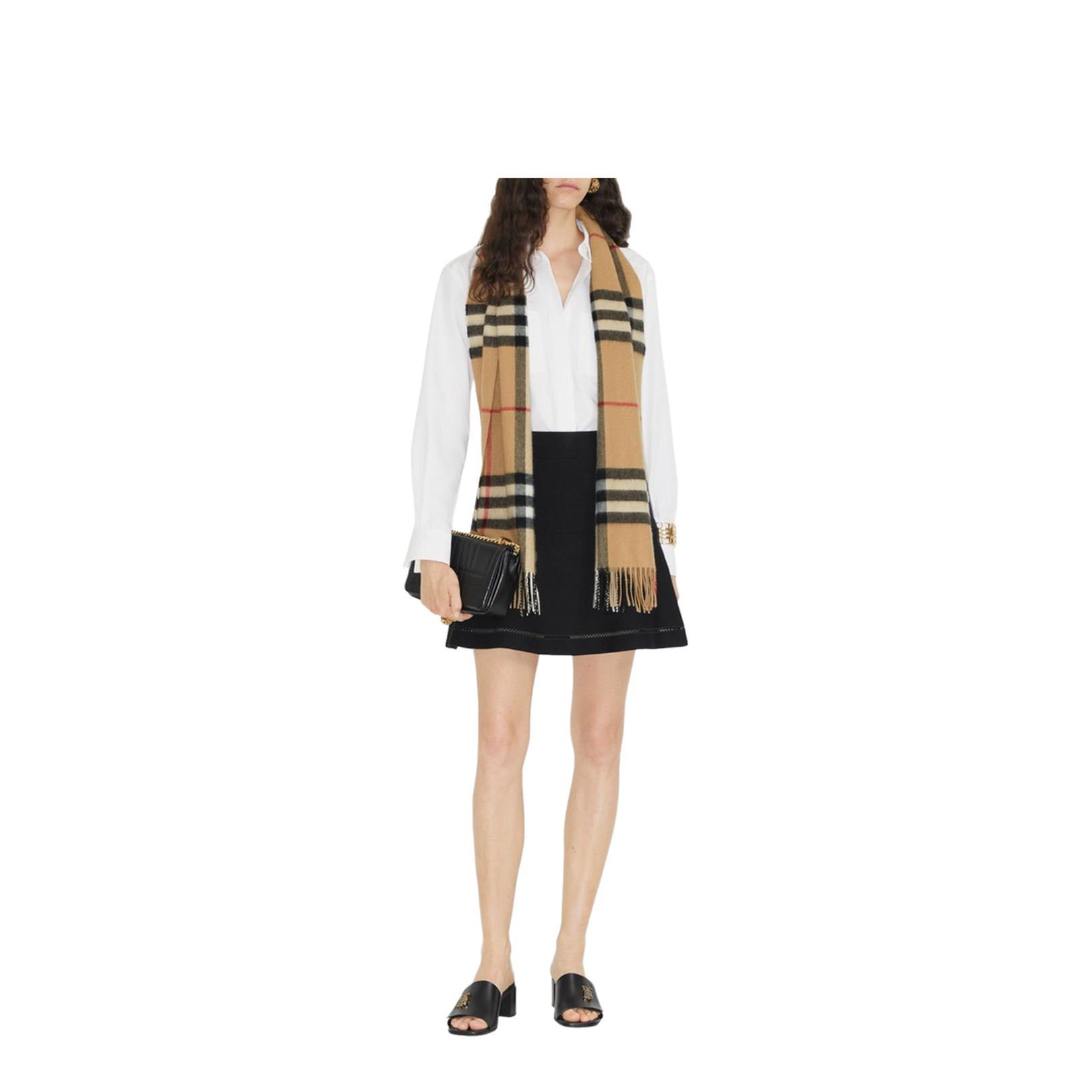 Giant Check Cashmere Scarf - Beige