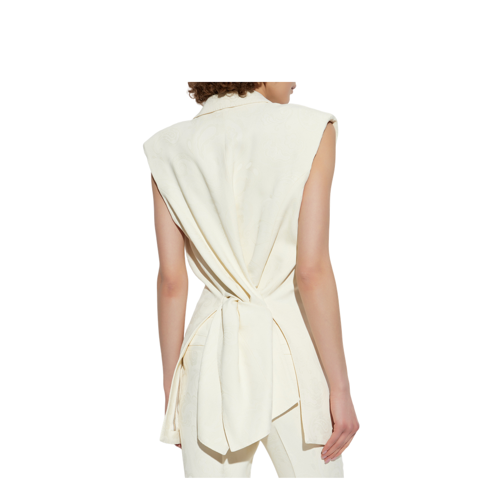 Vest with decorative draping at the back