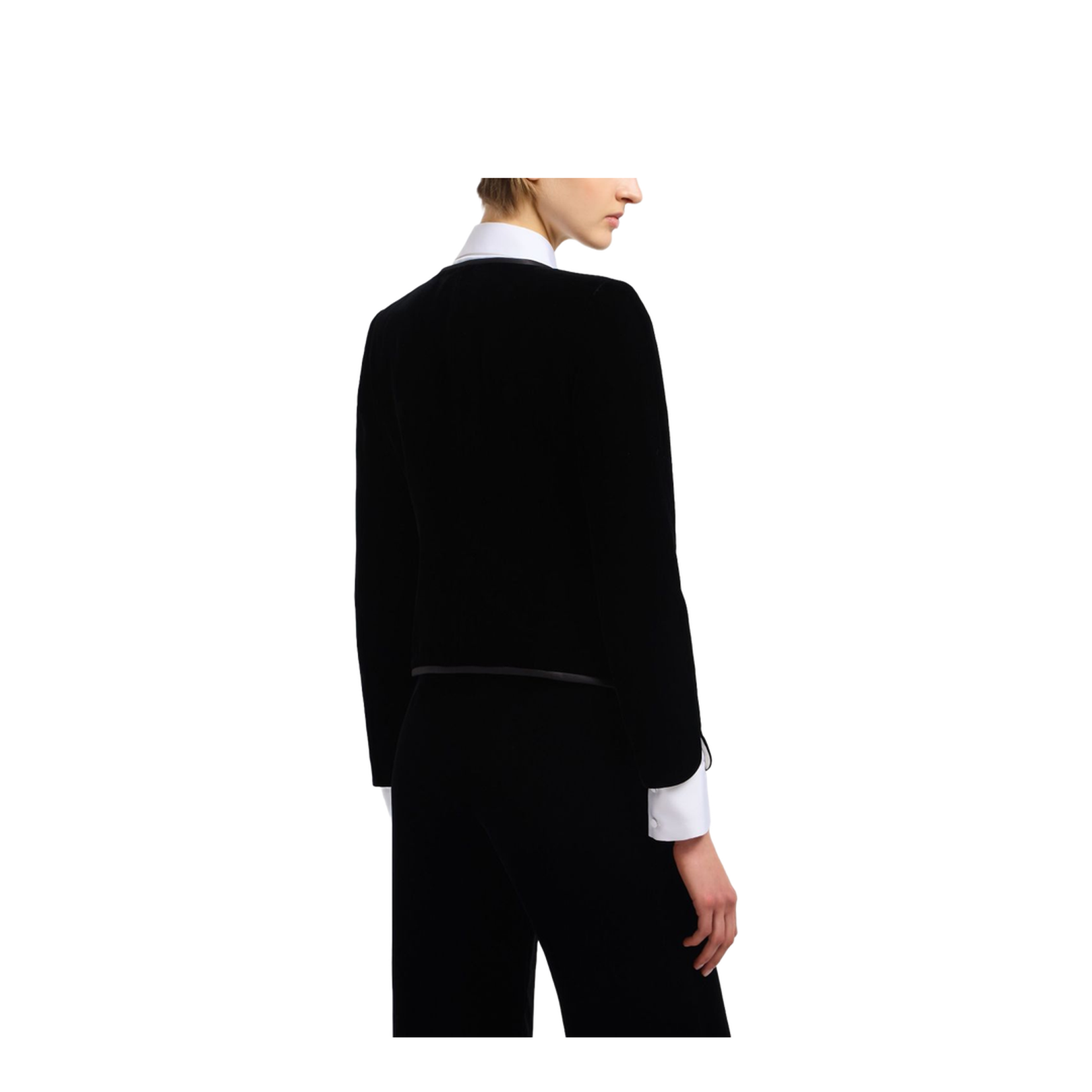 Black Velvet Front Zipper Jacket