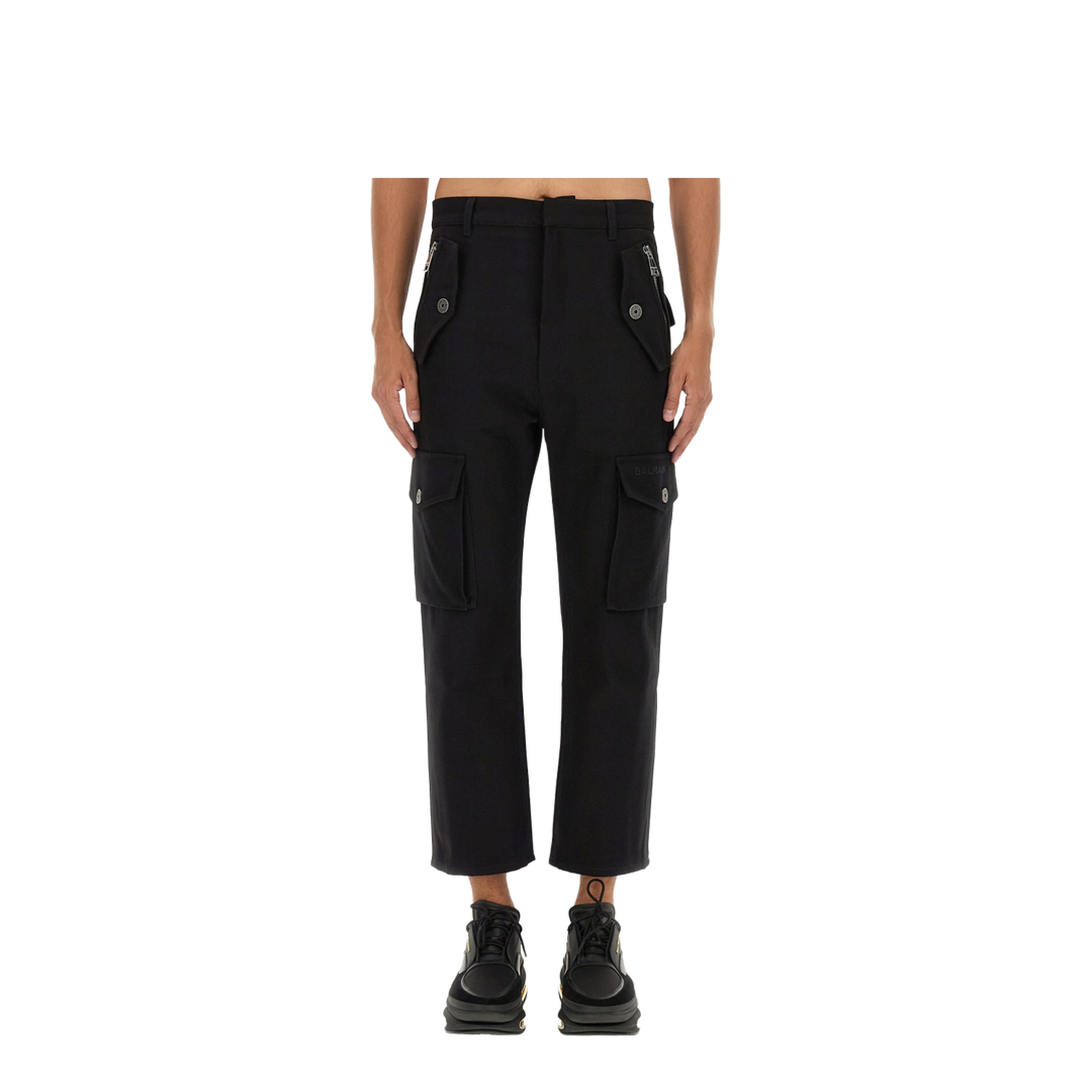 Cargo Trousers Black Fabric