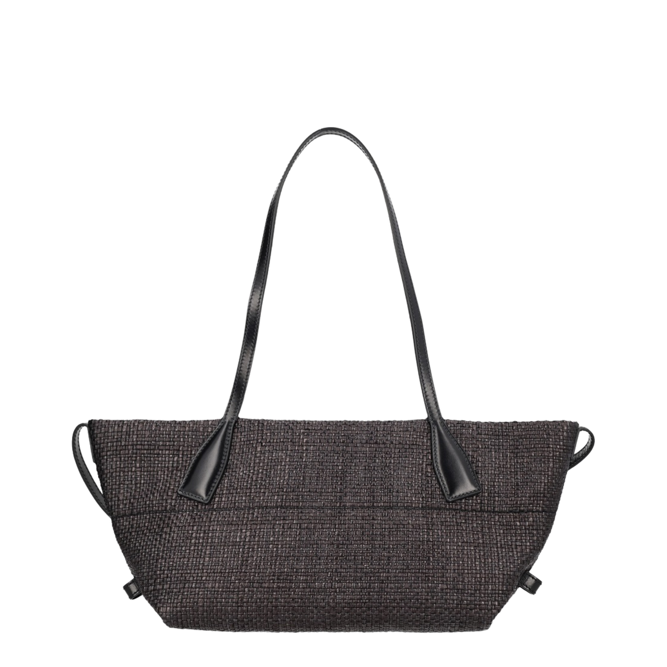 Small Track Tote Bag Raffia Black