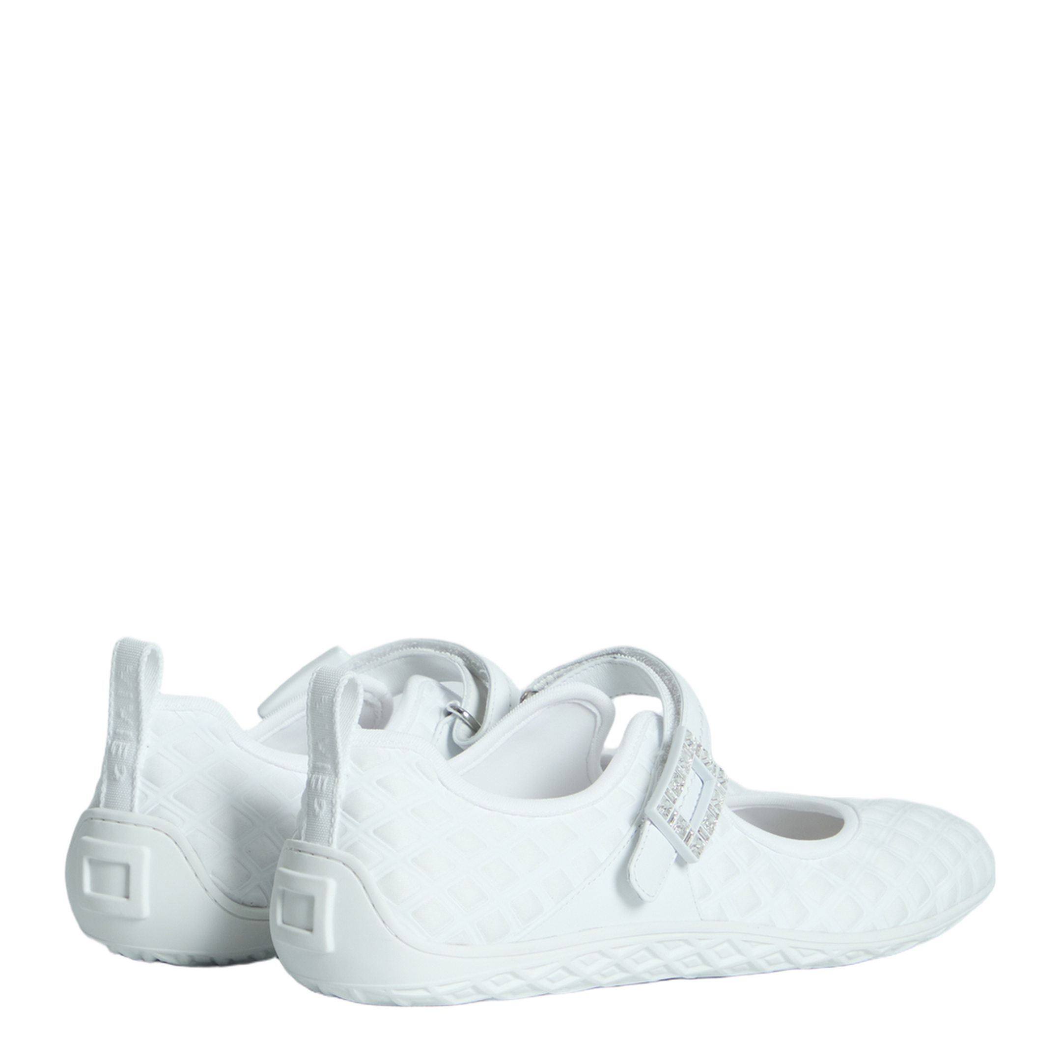 Low Ballerina Flats with Fabric Strap in White