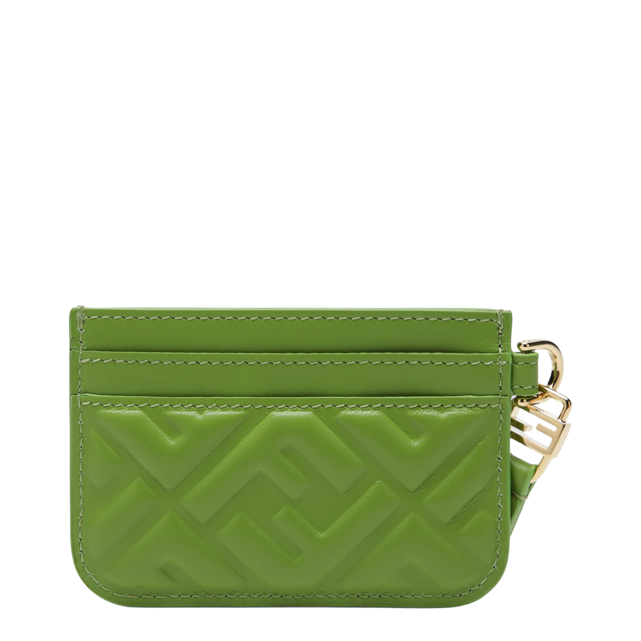 Forest Green Nappa Leather Baguette Card Case with FF Motif