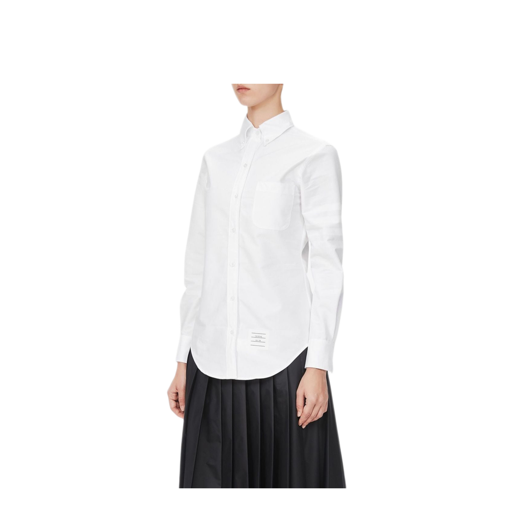 MAYFEYR - Thom Browne - Classic Point Collar Shirt With Engineered Satin Weave 4 Bar In Oxford - FLL005A06496100