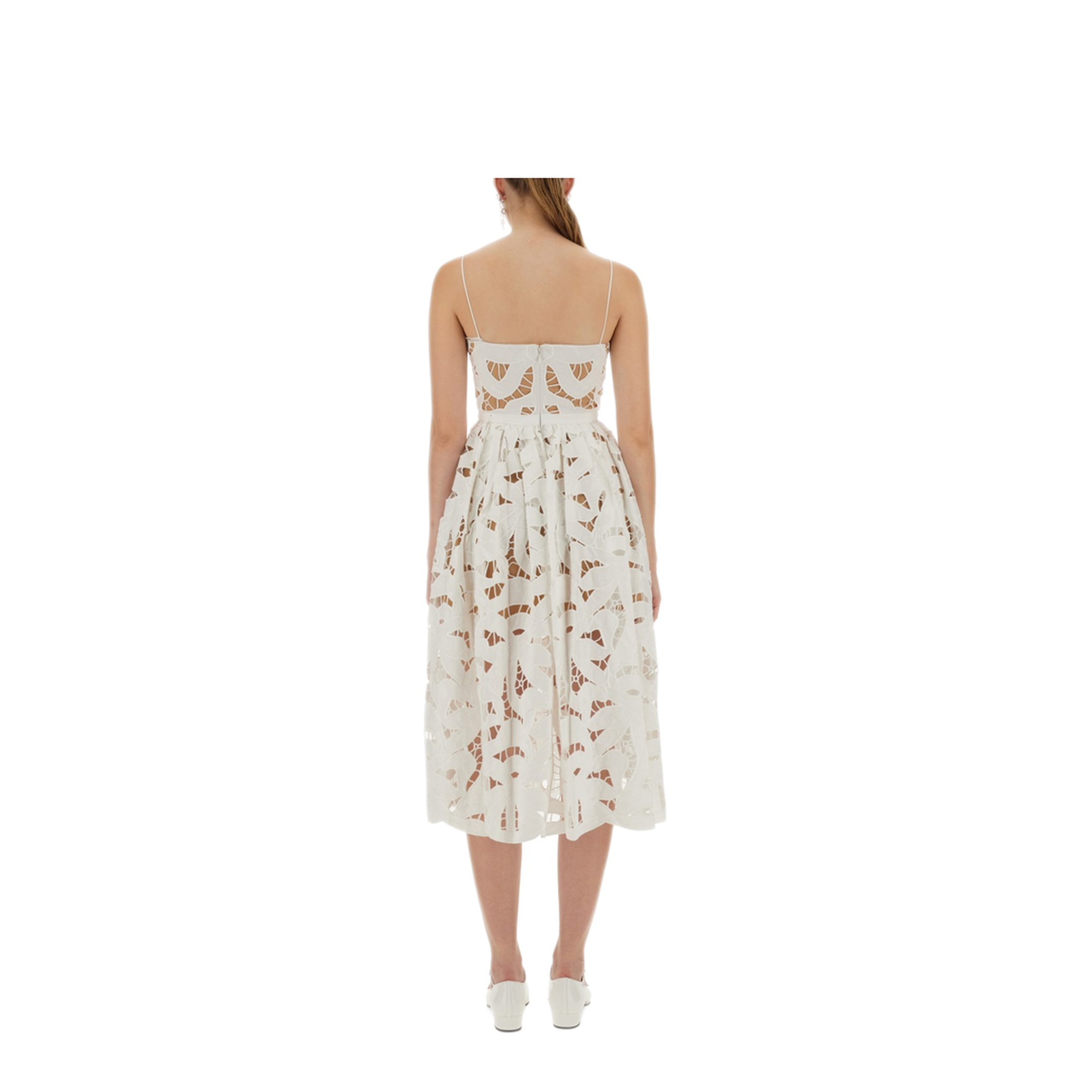 MAYFEYR - Self Portrait - Embroidered Midi Dress With Bow - PF25013MWWHITE