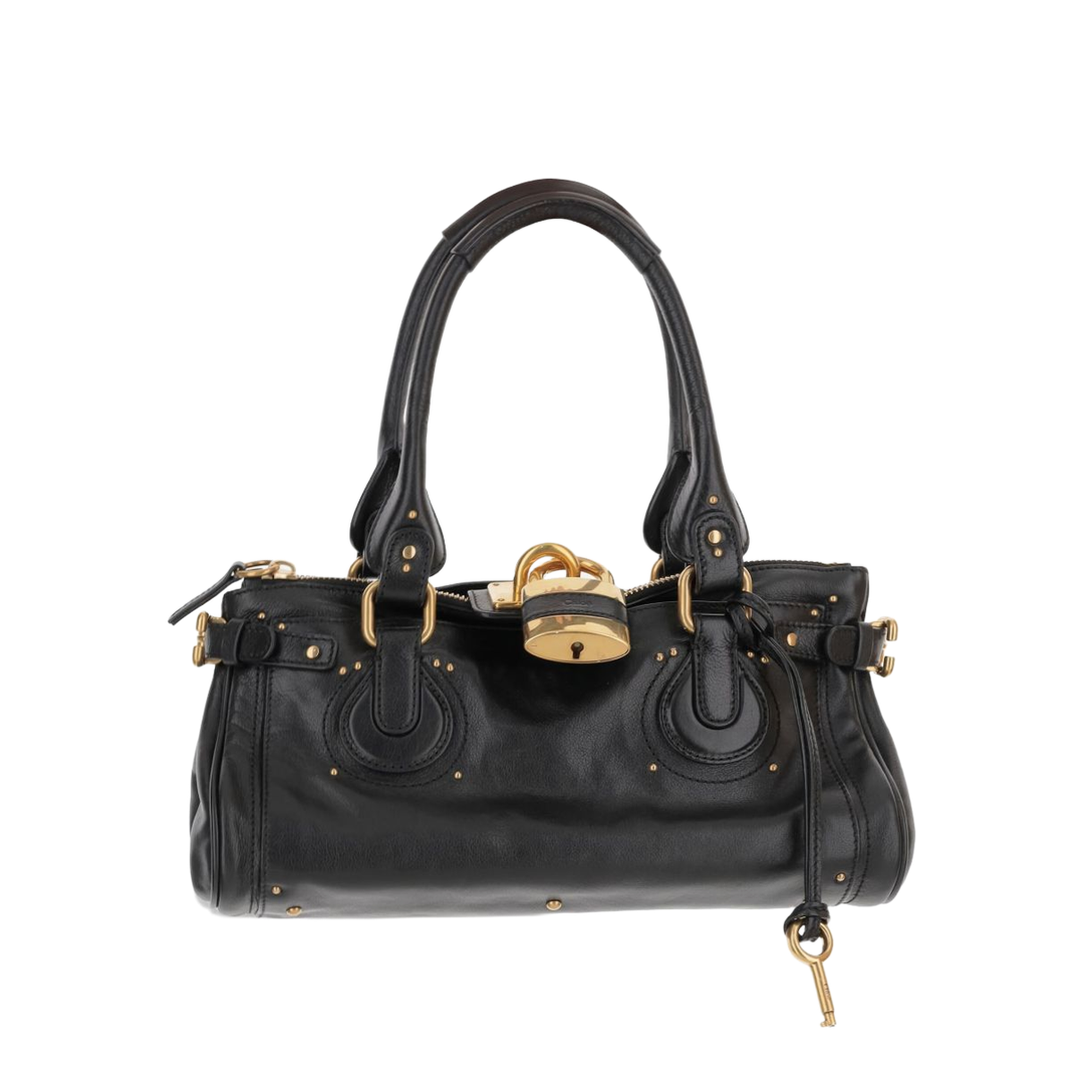 Paddington Grained Buffalo Leather Shoulder Bag - Black