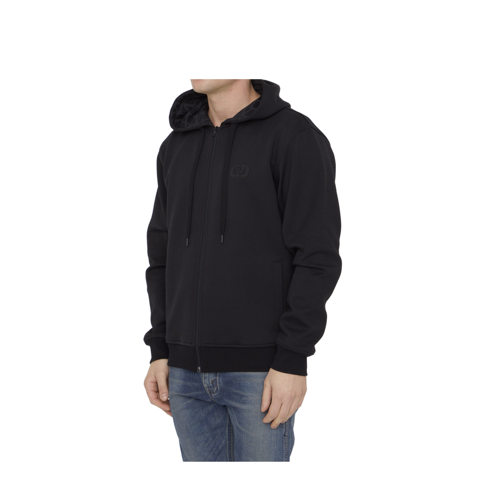Black Vlogo Signature Zip-up Hoodie