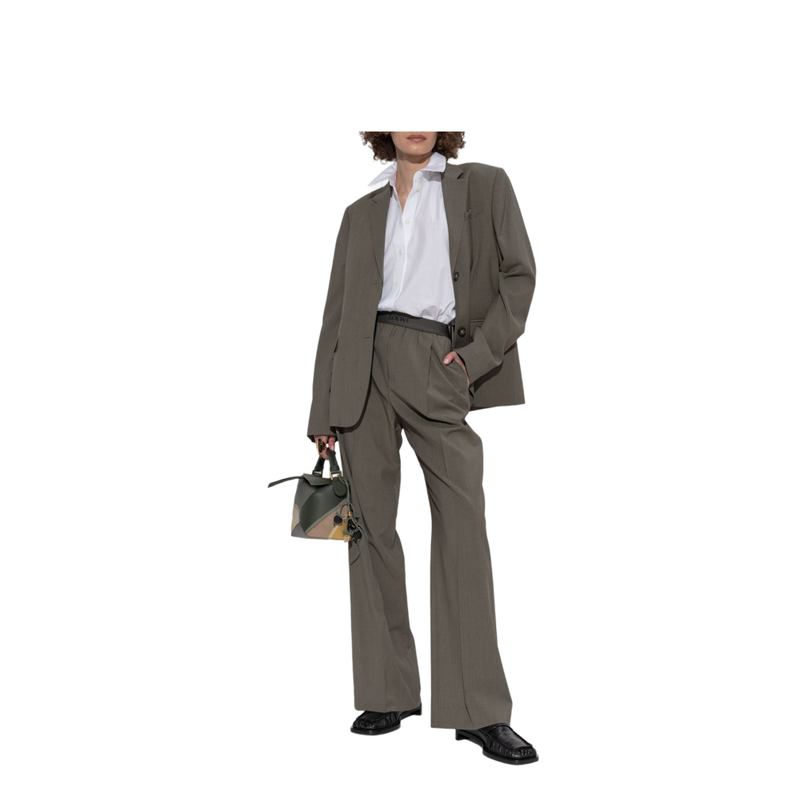 Khaki Green Front Button Fastening Blazer