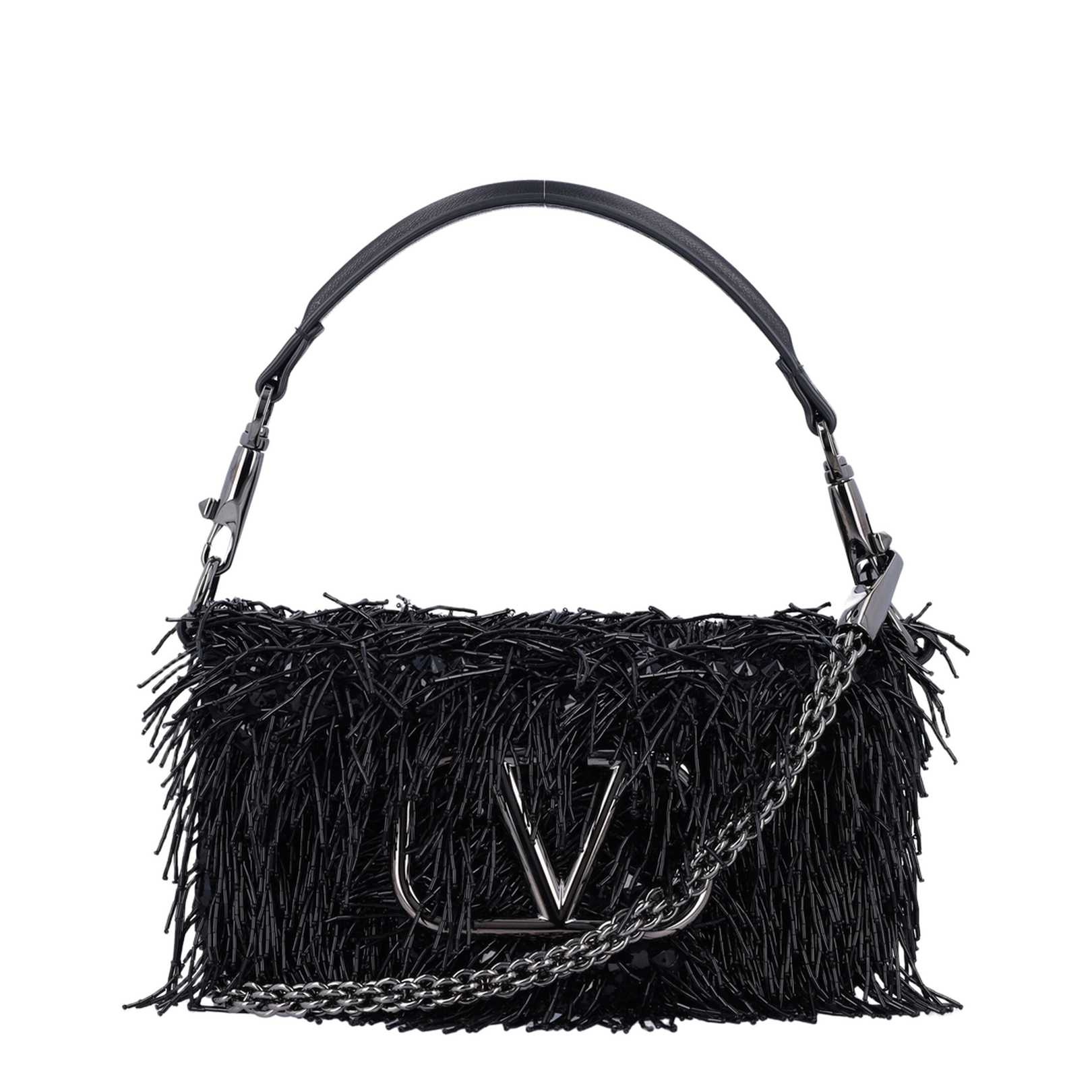 Embellished satin small Locò handbag